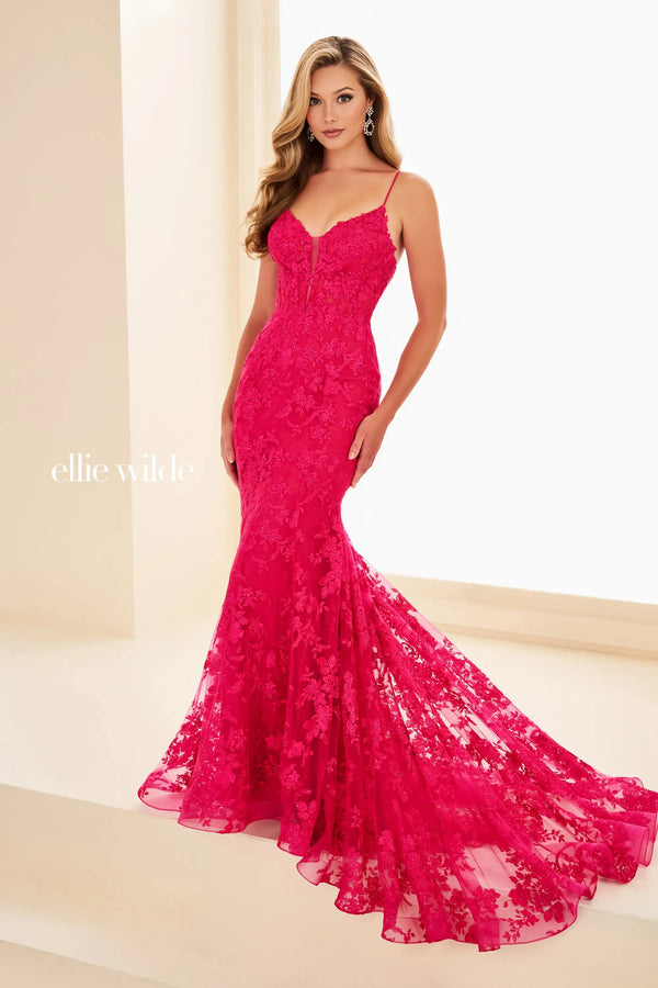Ellie Wilde 37027 Long Lace Formal Mermaid Prom Dress