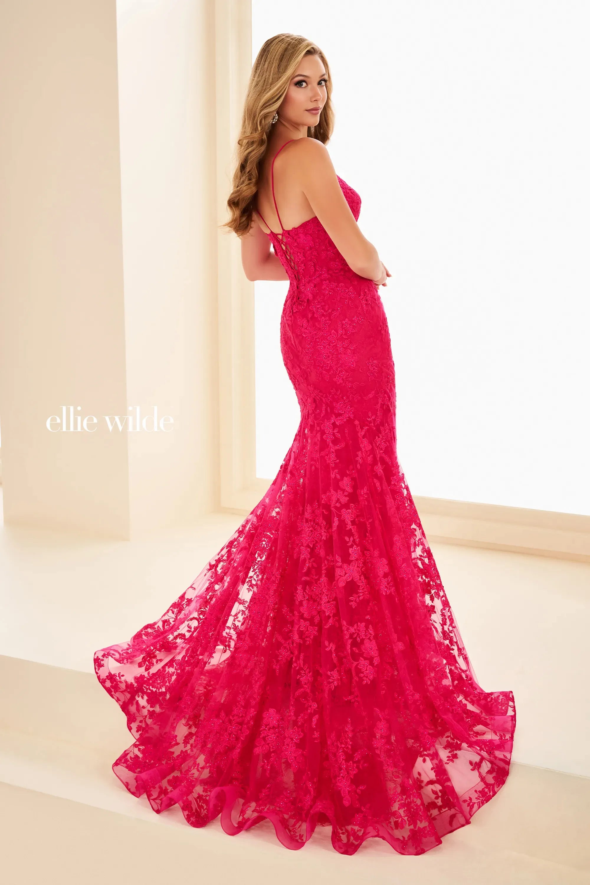 Prom Dresses Long Lace Formal Mermaid Prom Dress Magenta