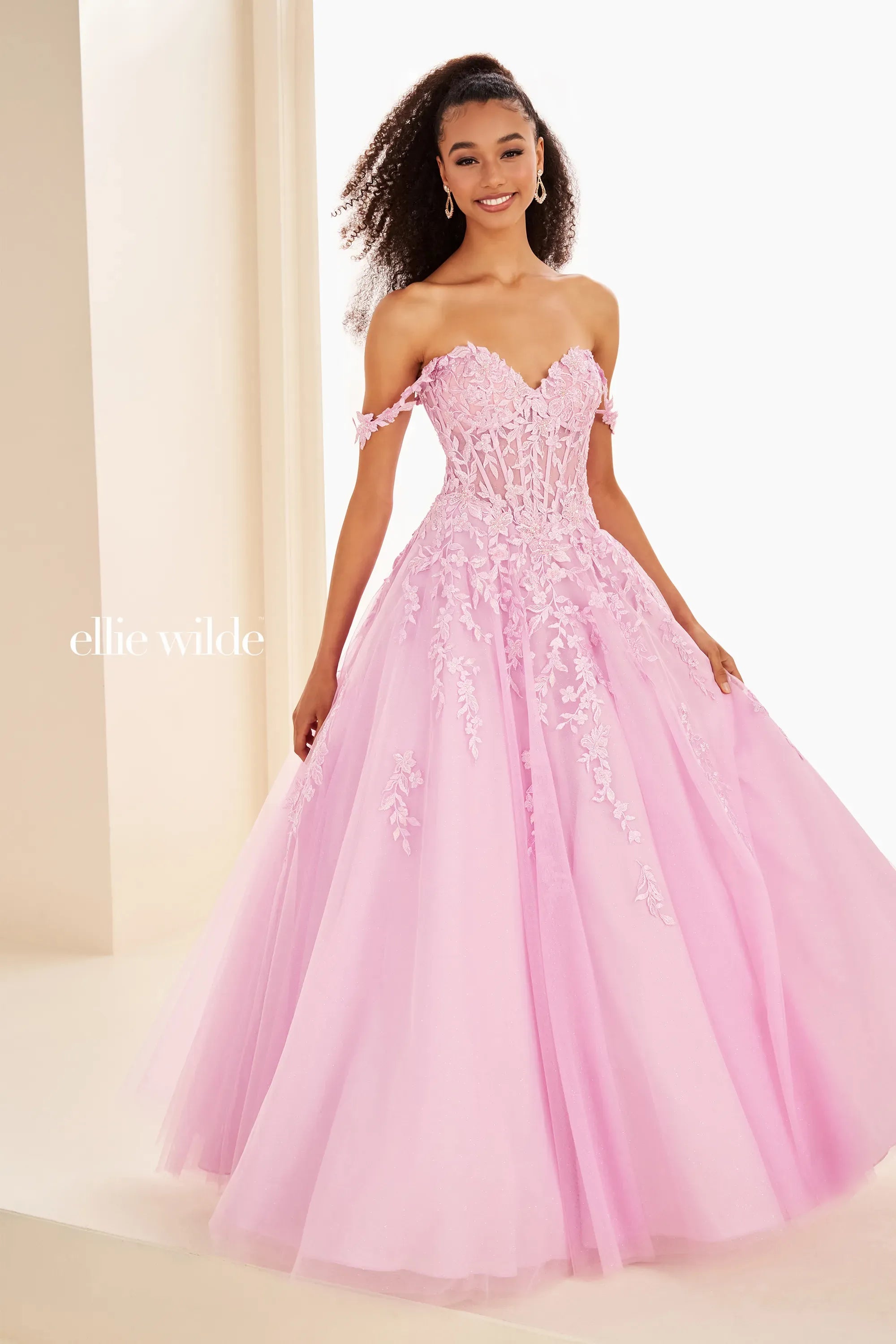 ellie wilde homecoming dresses Ellie Wilde 37028 Sequin Long Formal Floral Beaded Prom Dress