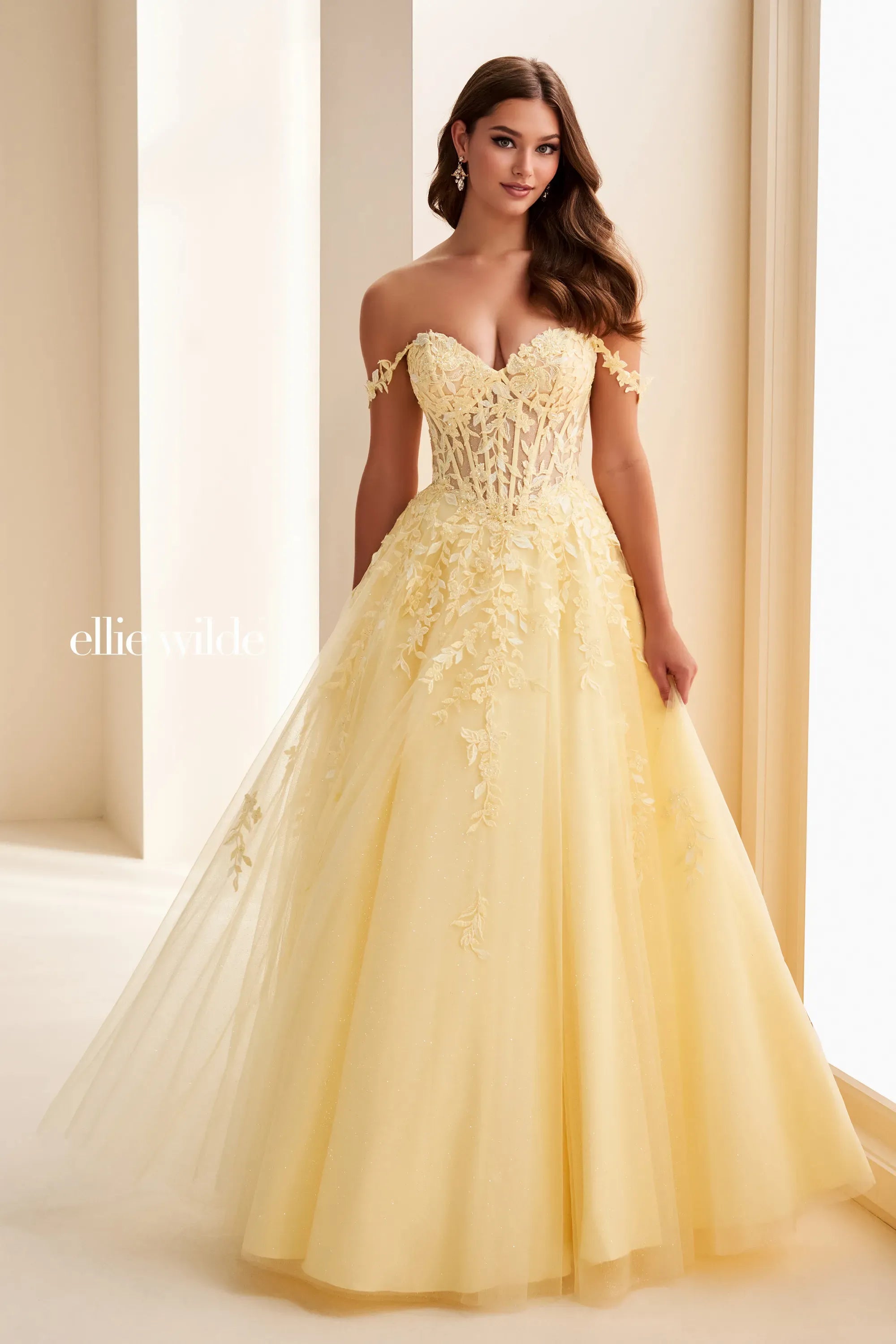 Wedding Dress Yellow Prom Dresses 2018 Ellie Wilde 37028 Sequin Long Formal Floral Beaded Prom Dress Wedding Dress Yellow Prom Dresses 2018 Ellie Wilde 37028 Sequin Long Formal Floral Beaded Prom Dress