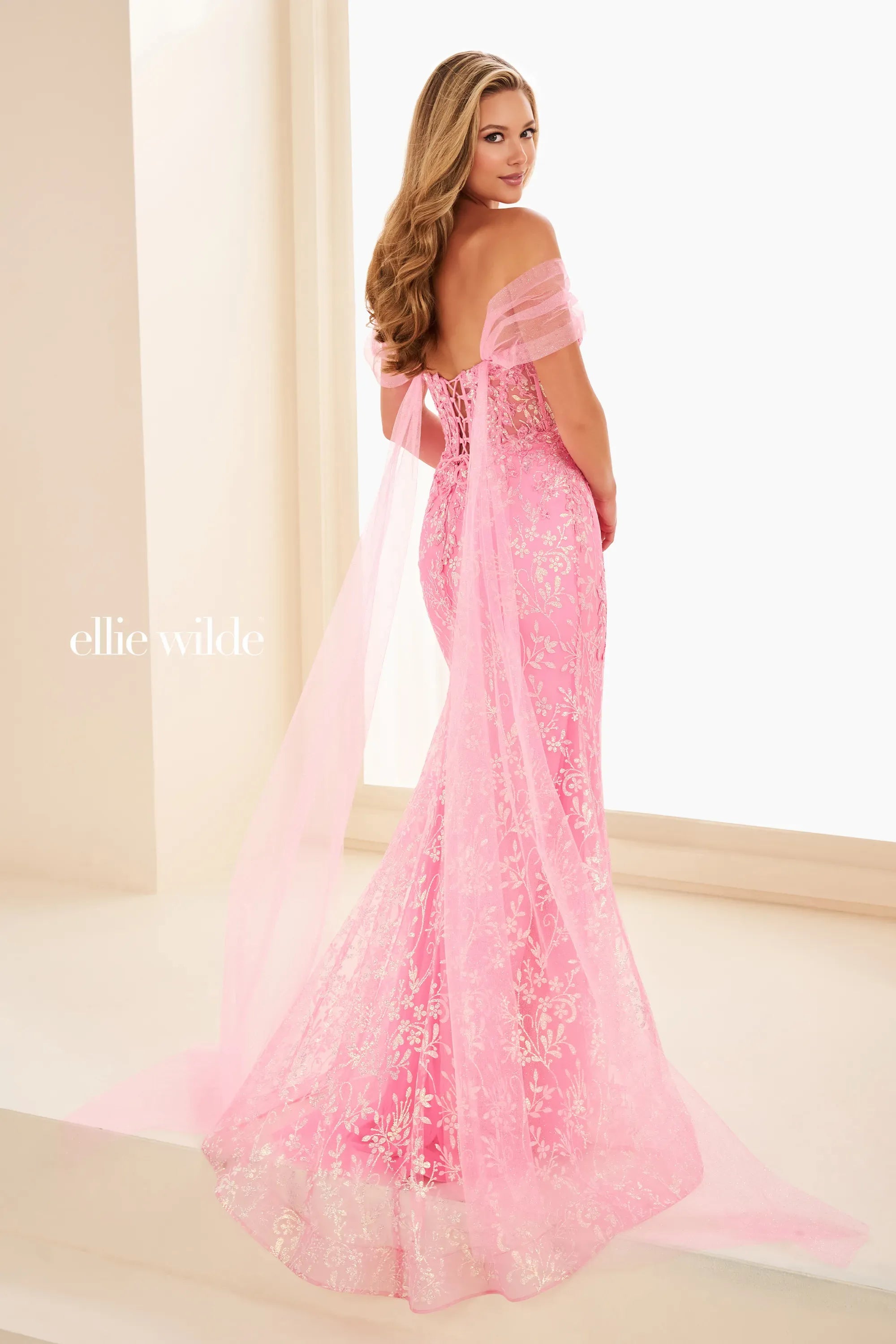 Prom Dresses Glitter Long Formal Sequin Cape Prom Dress Hot Pink
