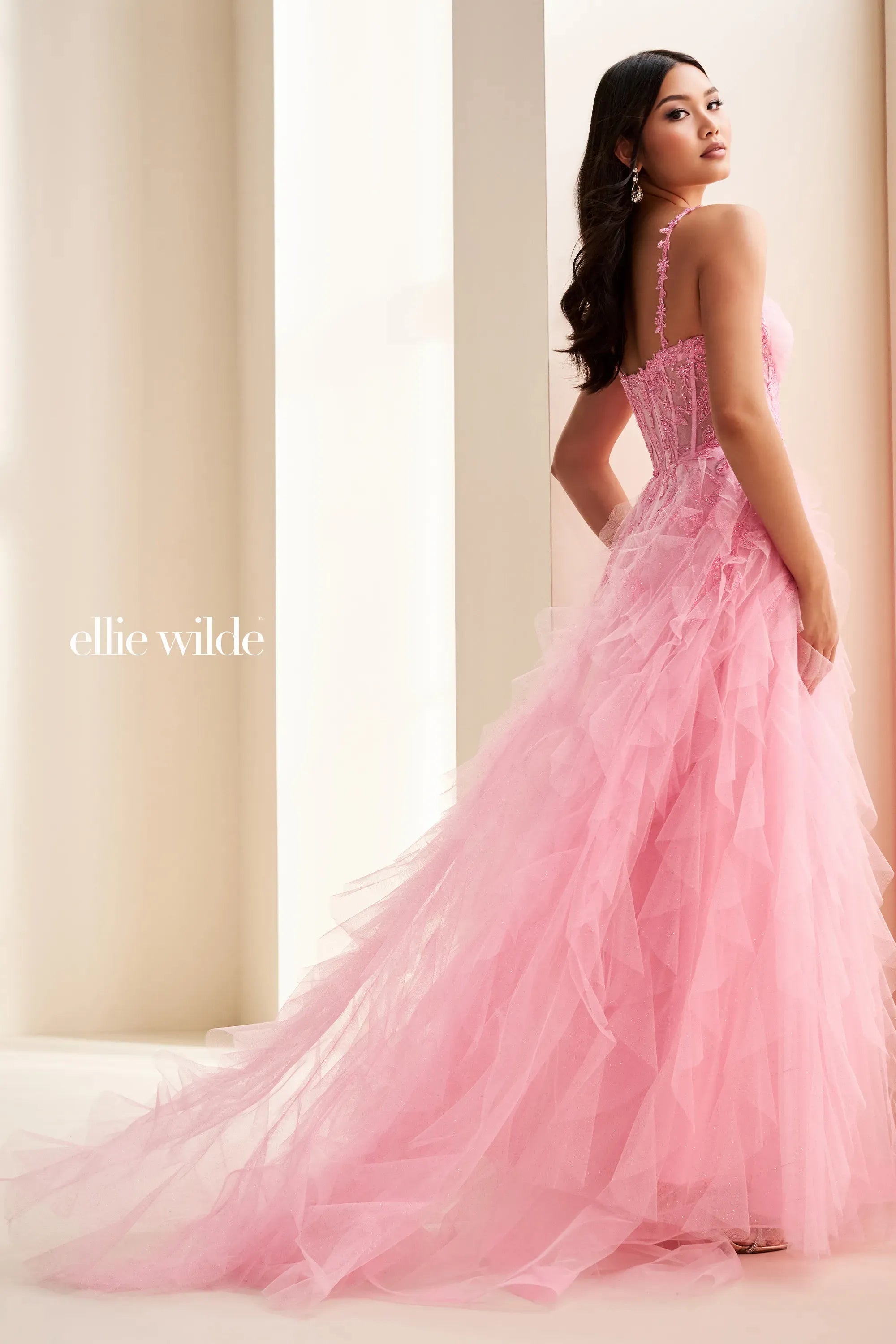 Prom Dresses Ball Gown Corset Ruffle Long Formal Prom Dress Candy Pink