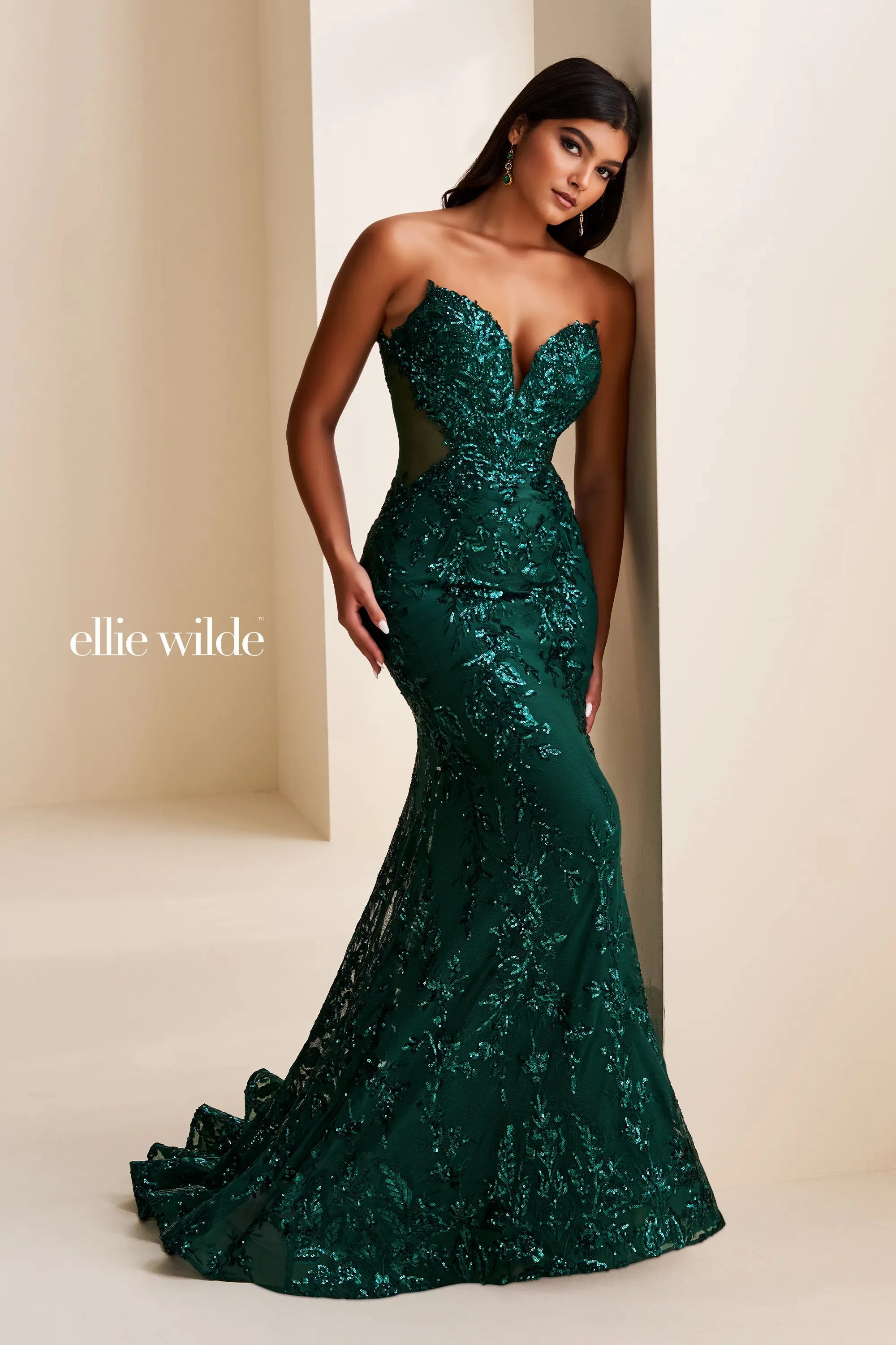 Prom Dresses Sequin Beaded Long Formal Mermaid Prom Dress Emerald