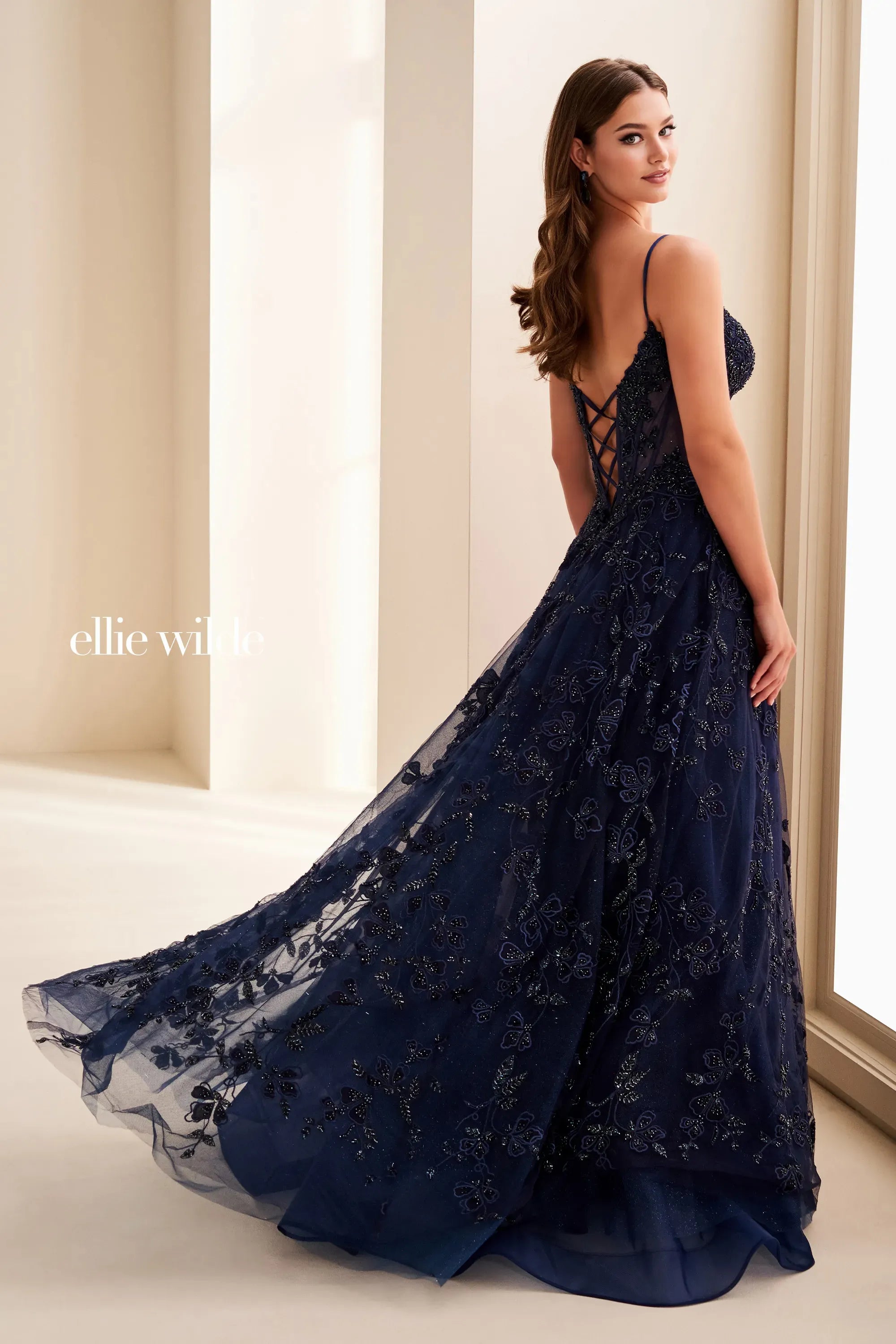 Prom Dresses Beaded Long Formal Glitter A Line Prom Dress Navy Blue