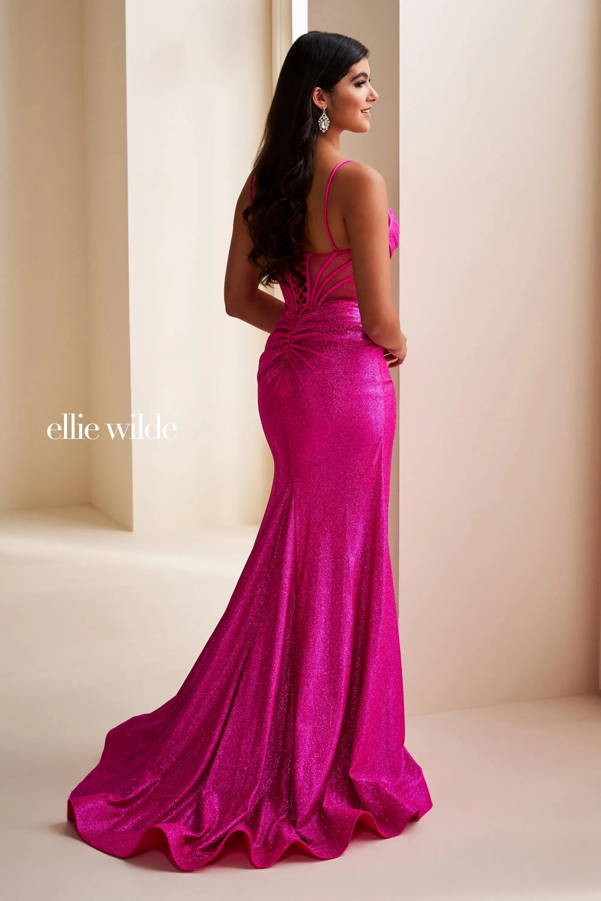 Prom Dresses Fitted Long Formal Glitter Mermaid Prom Dress Magenta