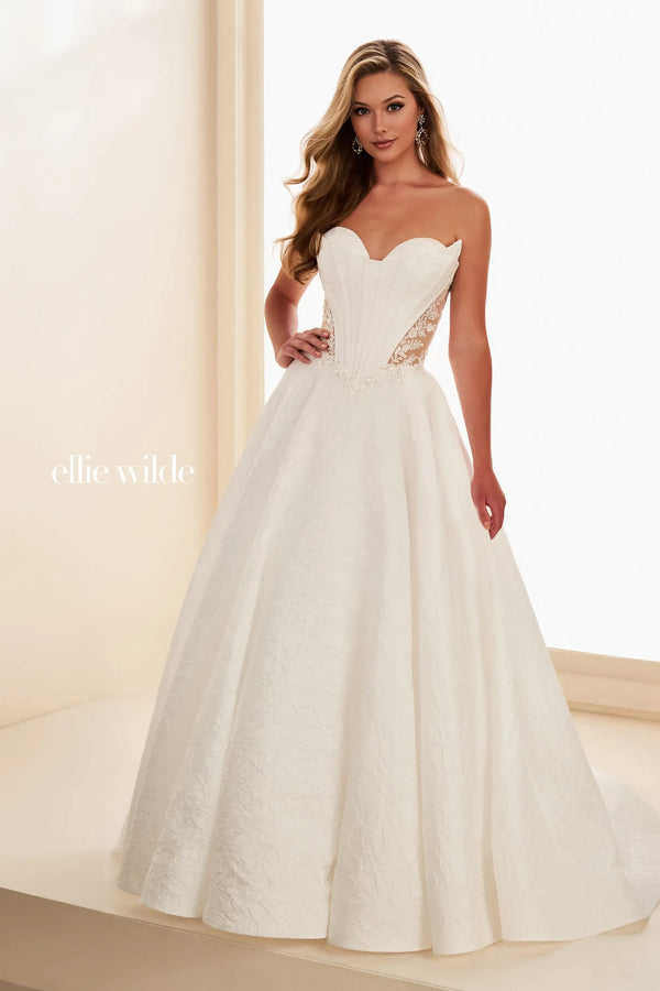 Ellie Wilde 37080 Corset Lace Applique Bridal Ball Gown Wedding Dress