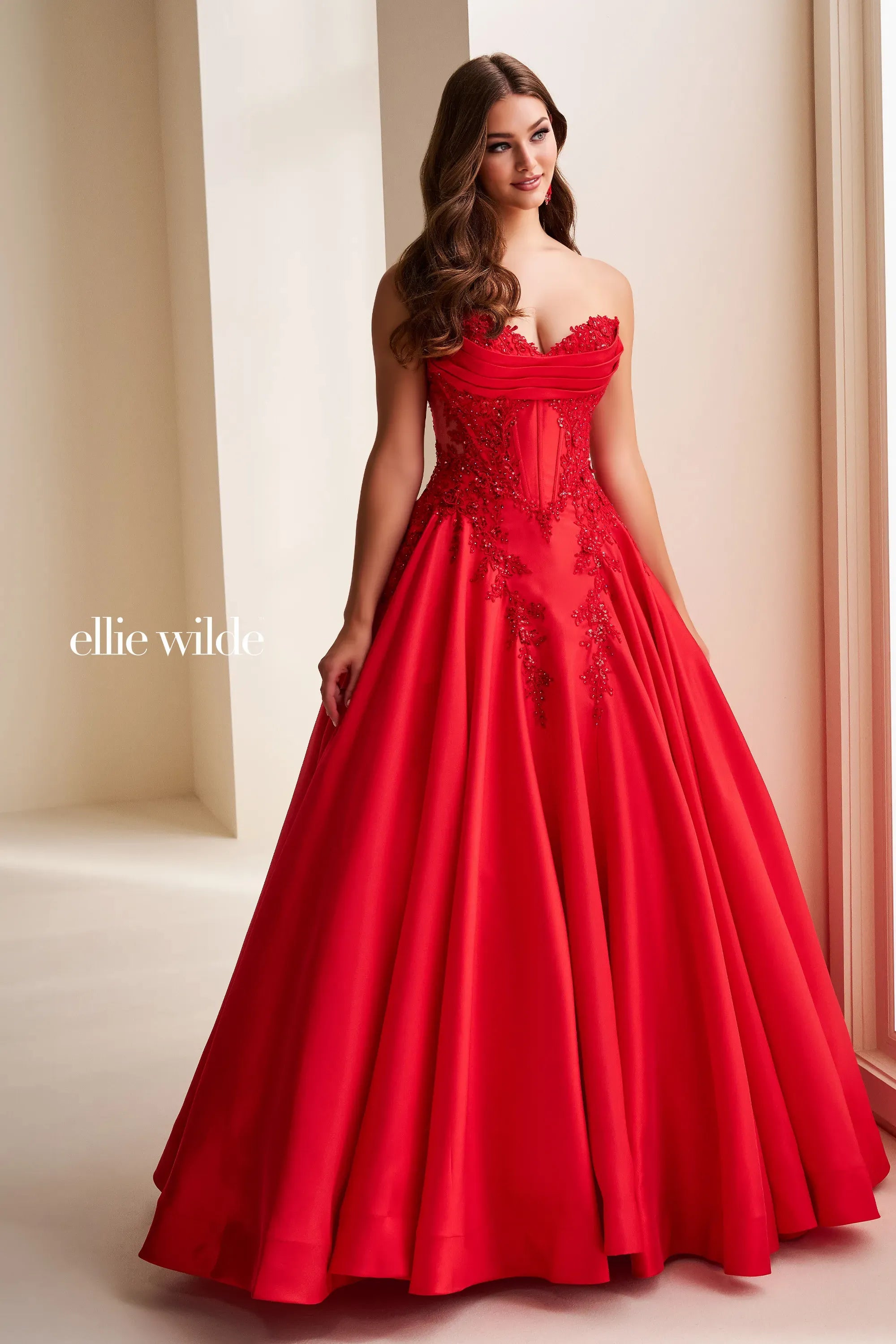 Prom Dresses Beaded Long Formal Ball Gown Prom Dress Red