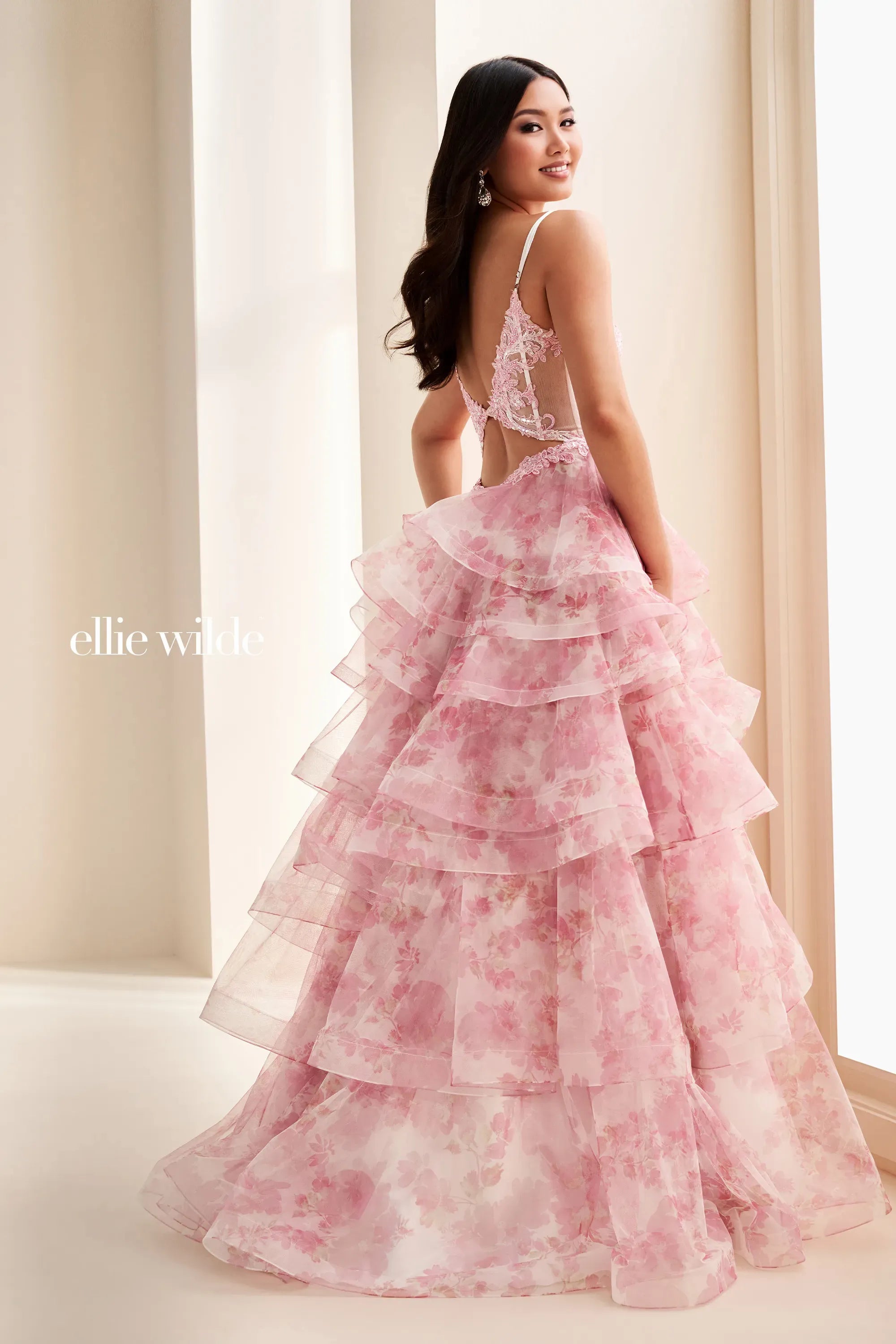 Prom Dresses Lace Applique Long Formal Floral Corset Prom Dress Light Pink/Multi