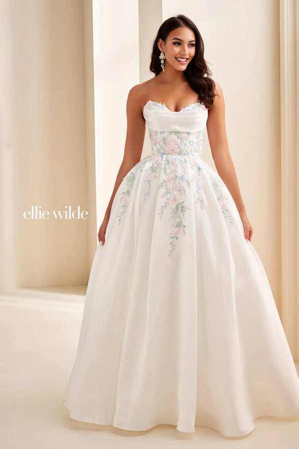 Ellie Wilde 37095 Sequin Beaded Ball Gown Bridal Wedding Dress