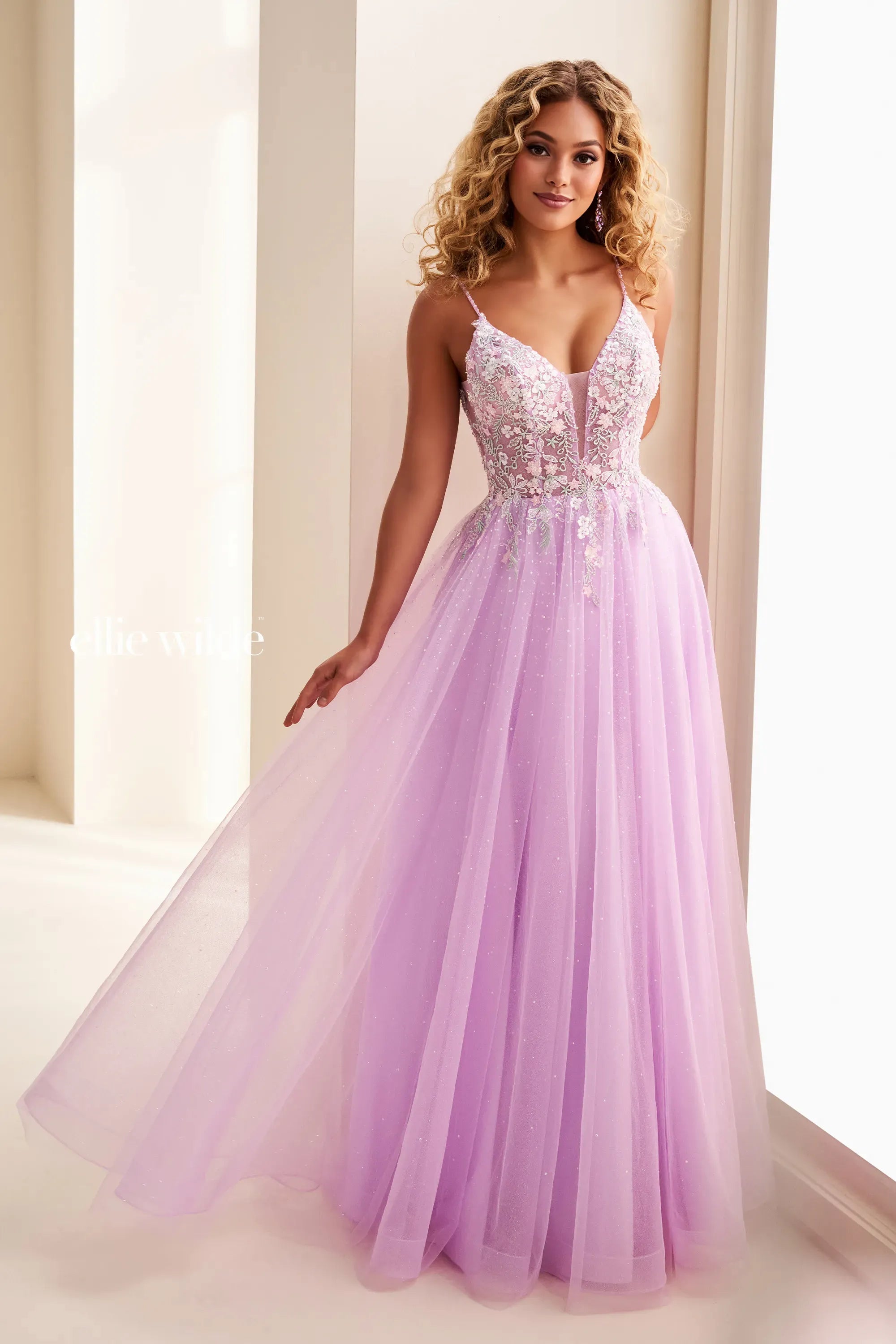Prom Dresses Beaded Long Formal Sequin A Line Prom Dress Lilac
