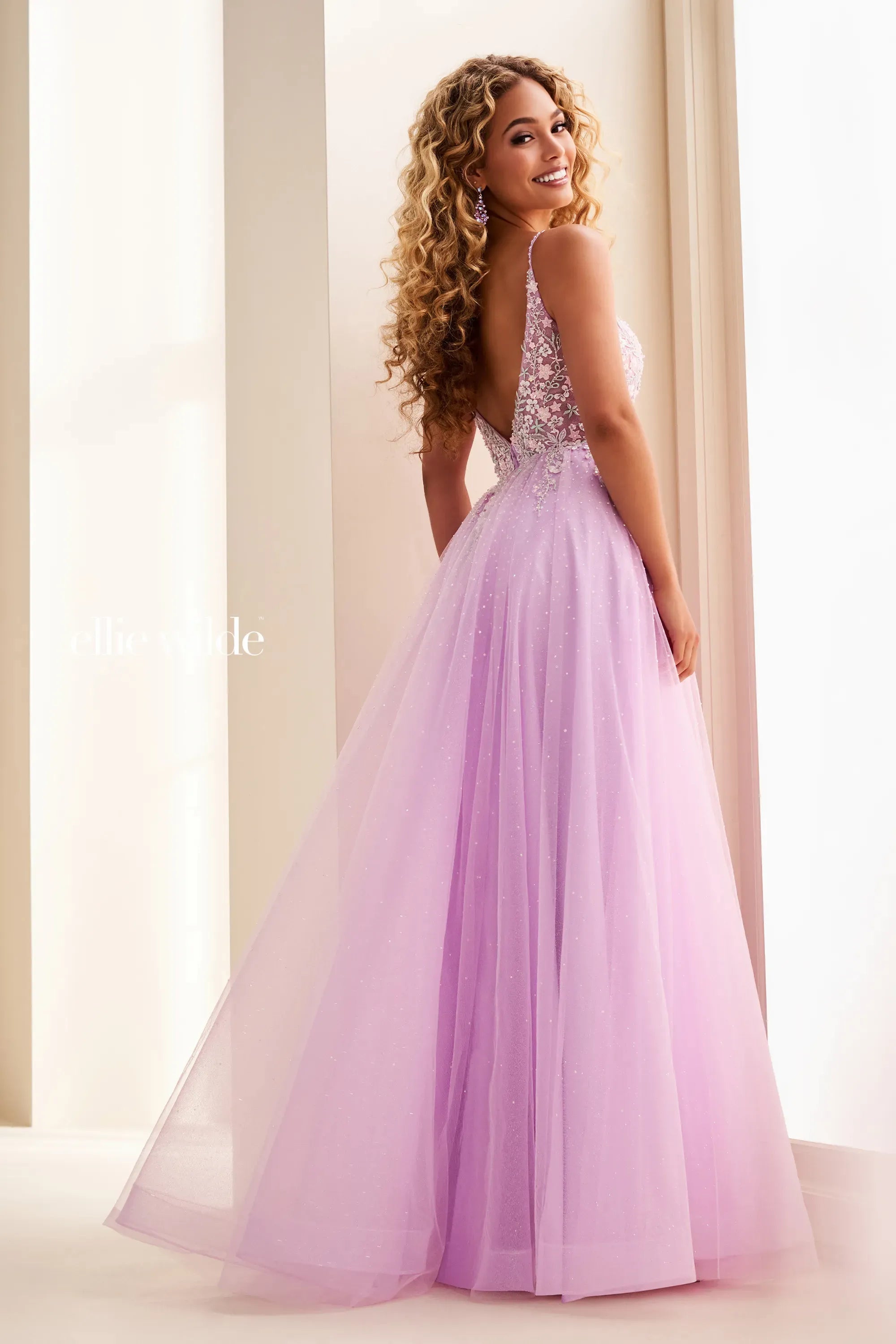Prom Dresses Beaded Long Formal Sequin A Line Prom Dress Lilac