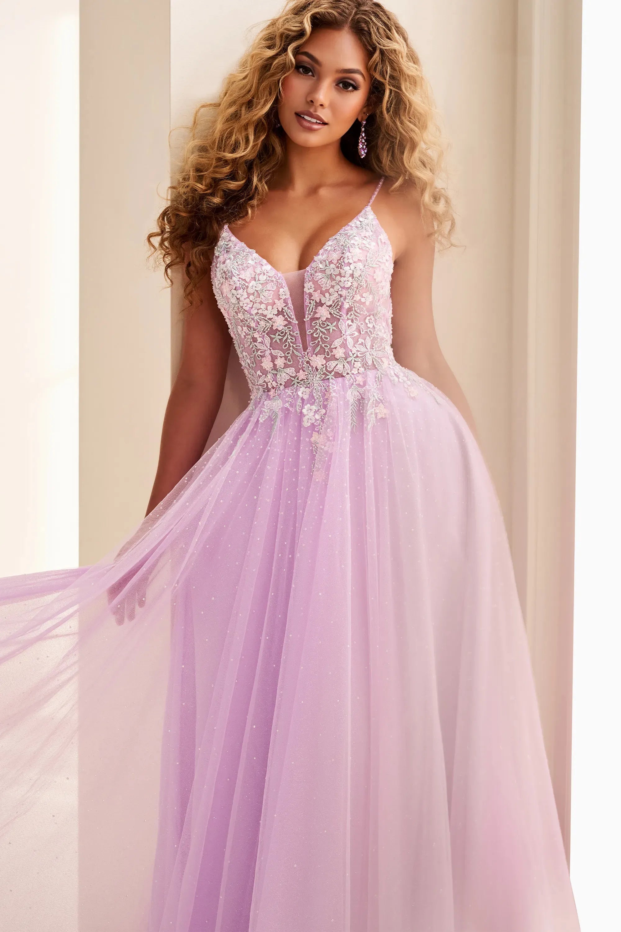 Prom Dresses Beaded Long Formal Sequin A Line Prom Dress Lilac