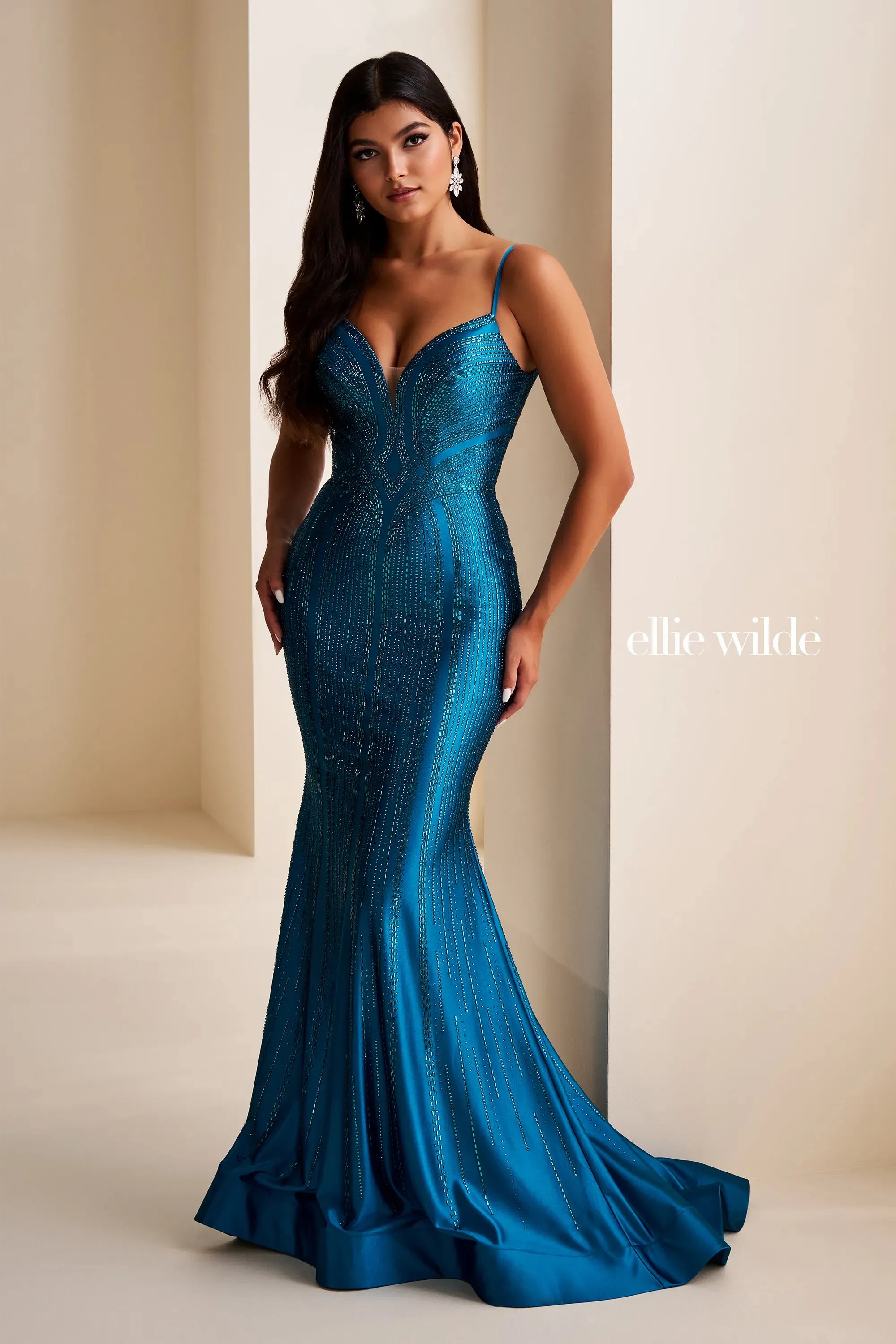 mermaid prom dress hairstyles Long Beaded Mermaid Prom Dress with Feathers Light Blue / 6