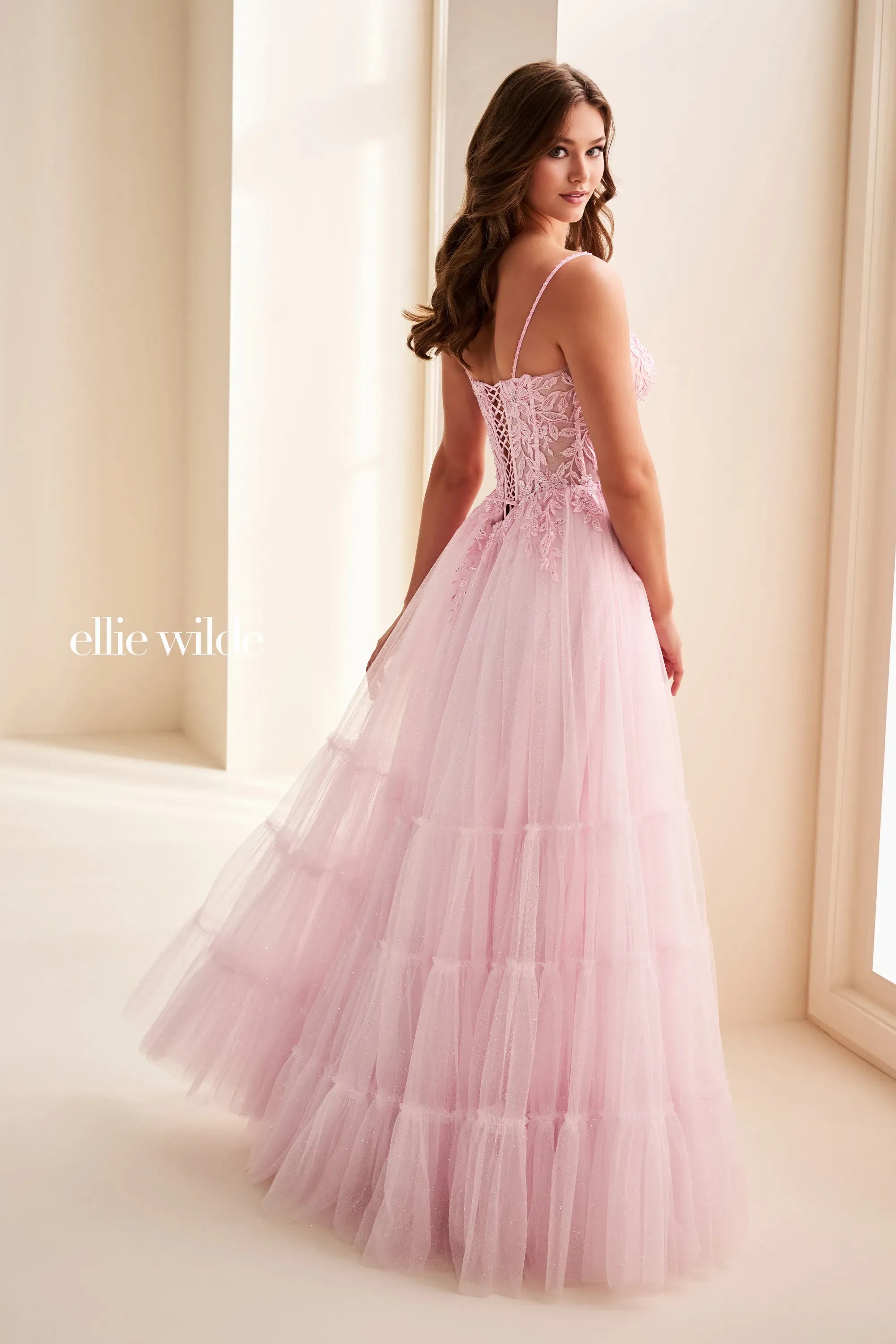 Ellie Wilde 37107 Sequin Long Formal Ball Gown Prom Dress