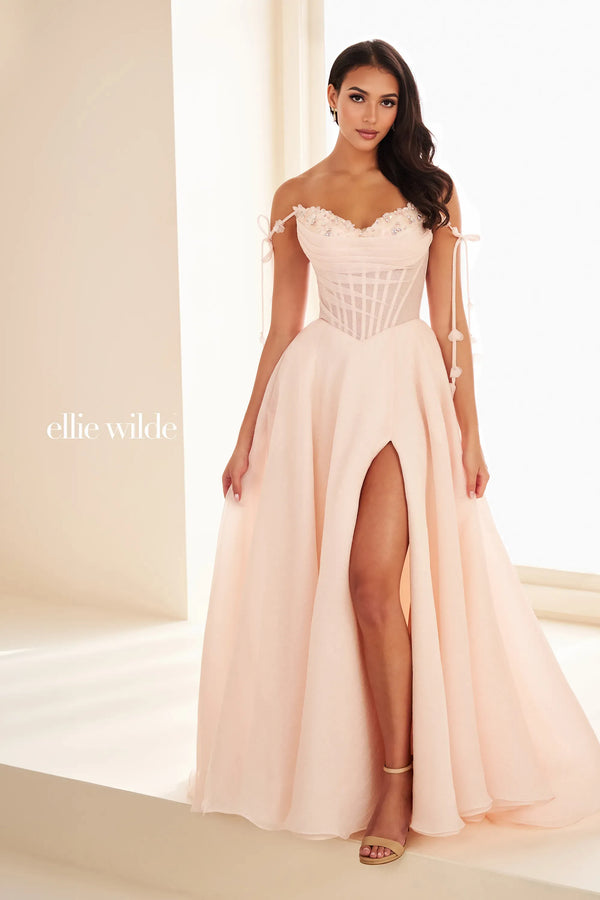 Ellie Wilde 37111 Long Formal Beaded Ball Gown Prom Dress