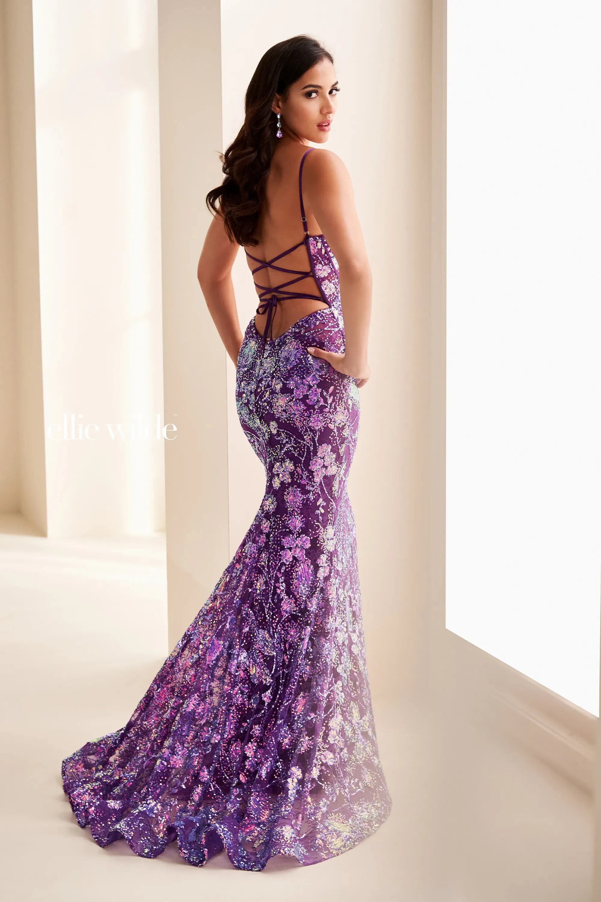 Prom Dresses Sequin Long Formal Beaded Mermaid Prom Dress Purple Rain
