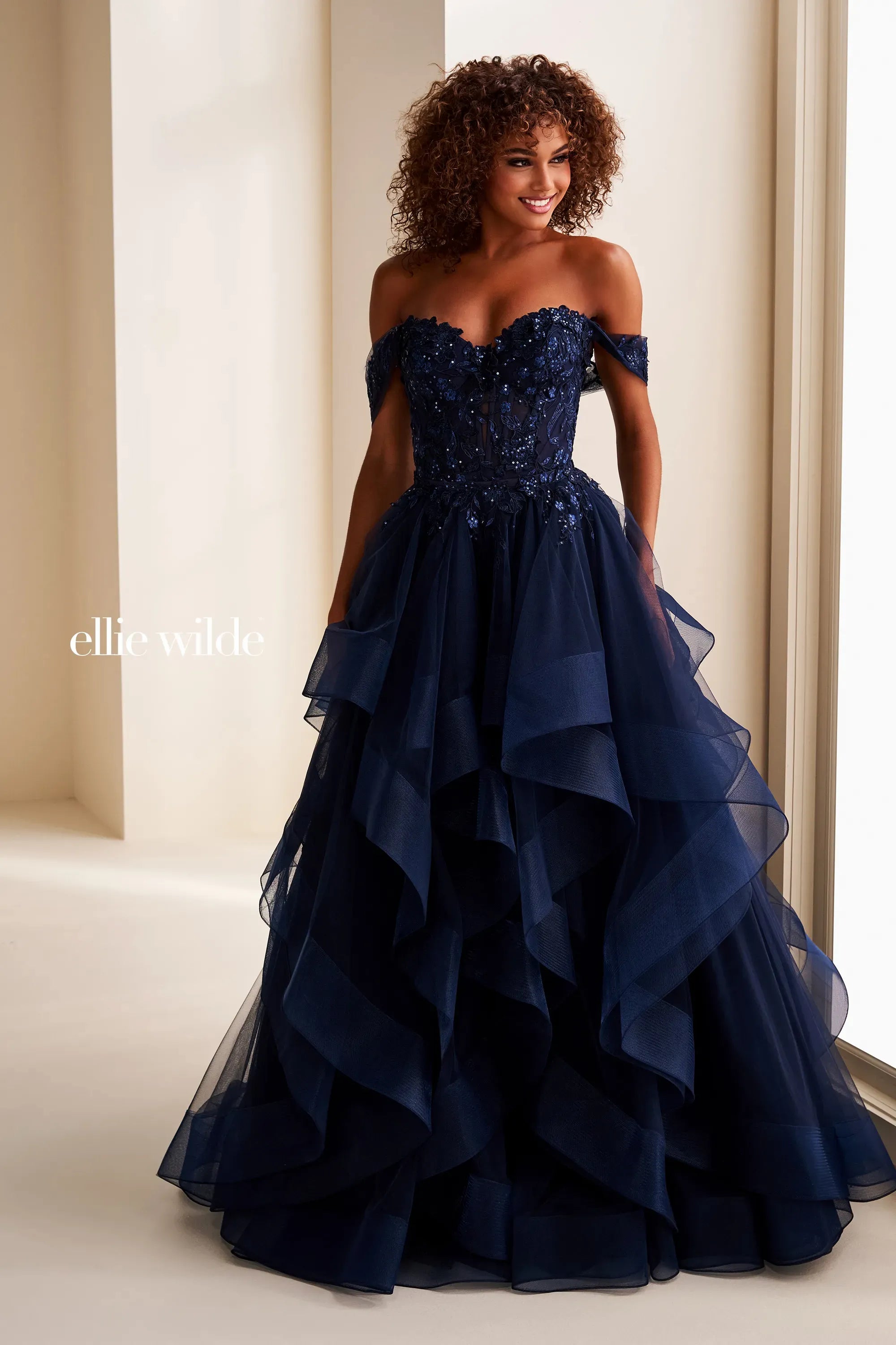 Prom Dresses Beaded Long Formal Detachable Overskirt Ball Gown Prom Dress Navy Blue