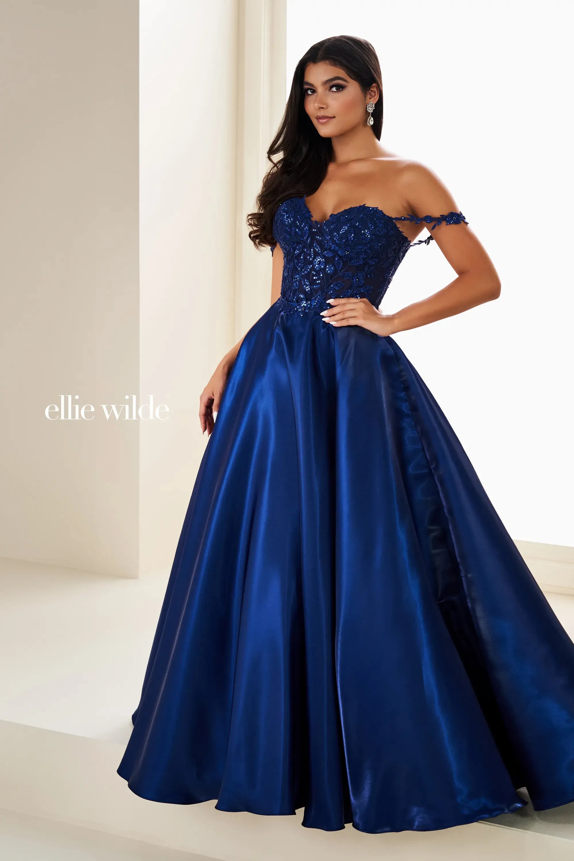 Prom Dresses Floral Long Formal Detachable Overskirt Prom Dress Navy Blue