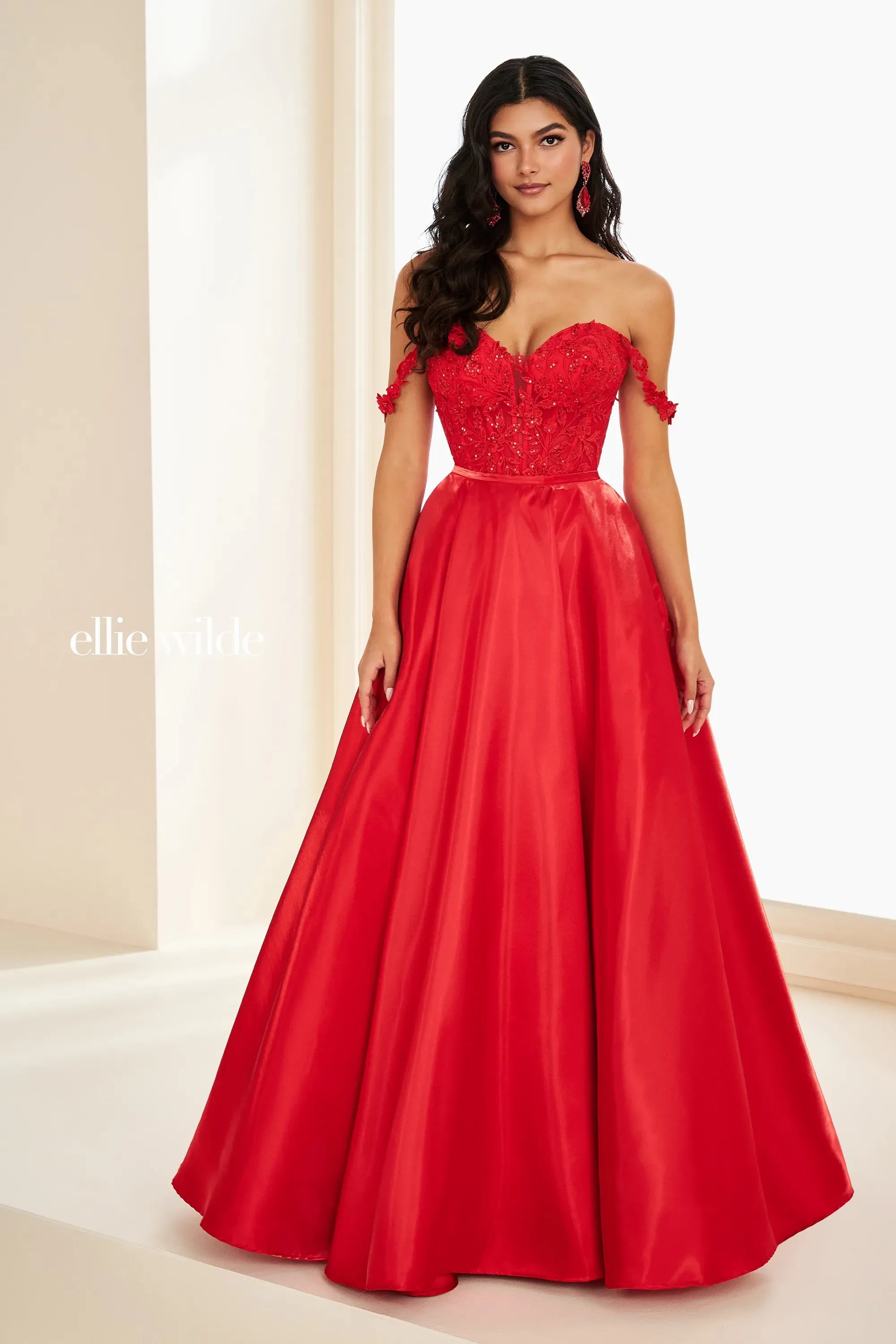 Prom Dresses Floral Long Formal Detachable Overskirt Prom Dress Red