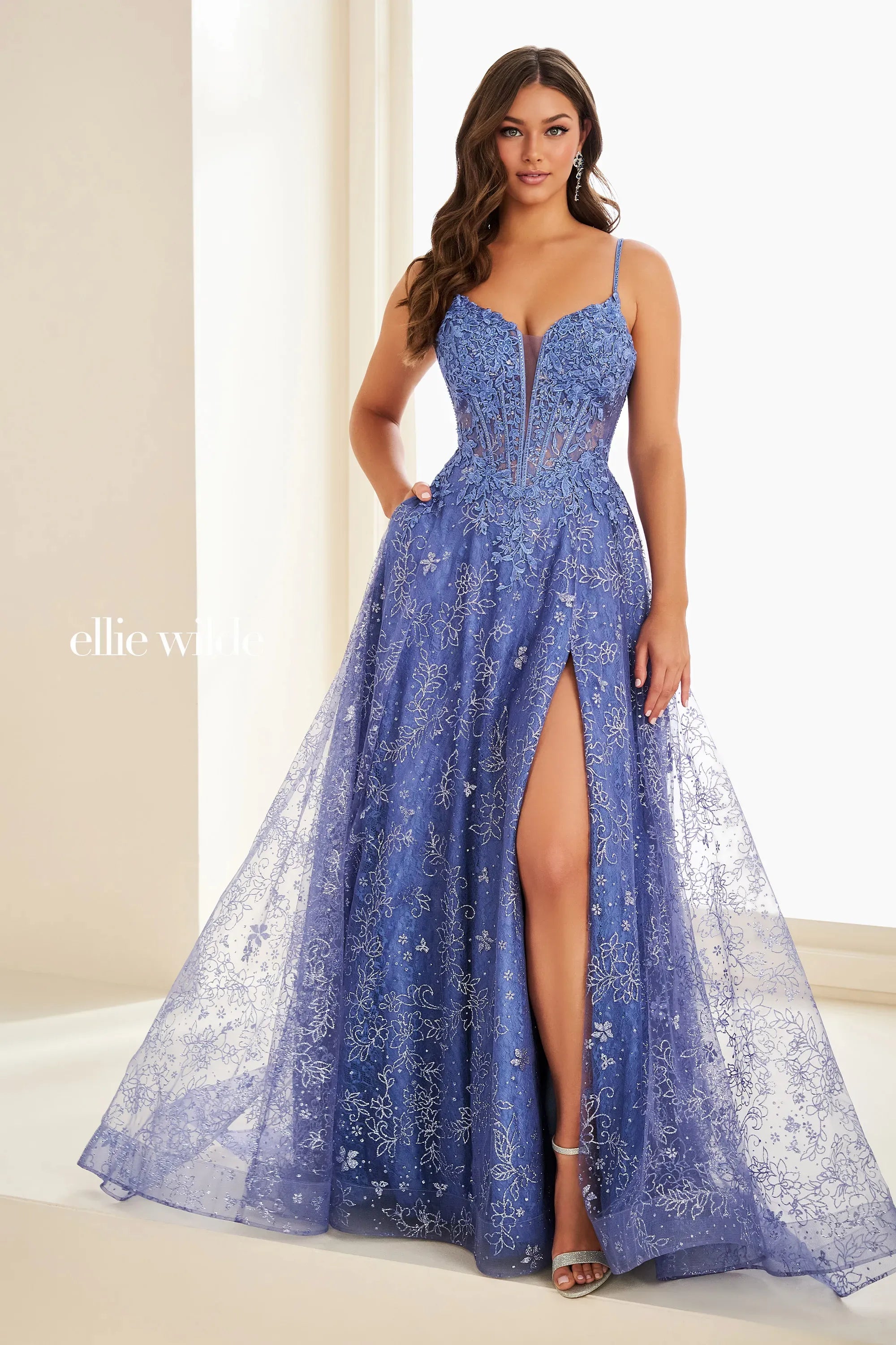 Prom Dresses A Line Long Formal Lace Applique Prom Dress Dusk