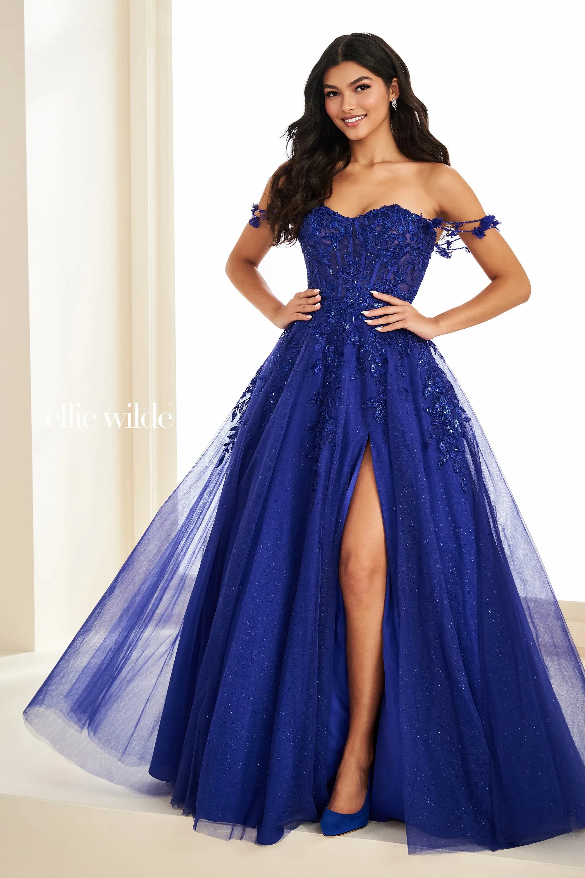 Prom Dresses Glitter Long Formal Beaded A Line Sequin Prom Dress Royal Blue