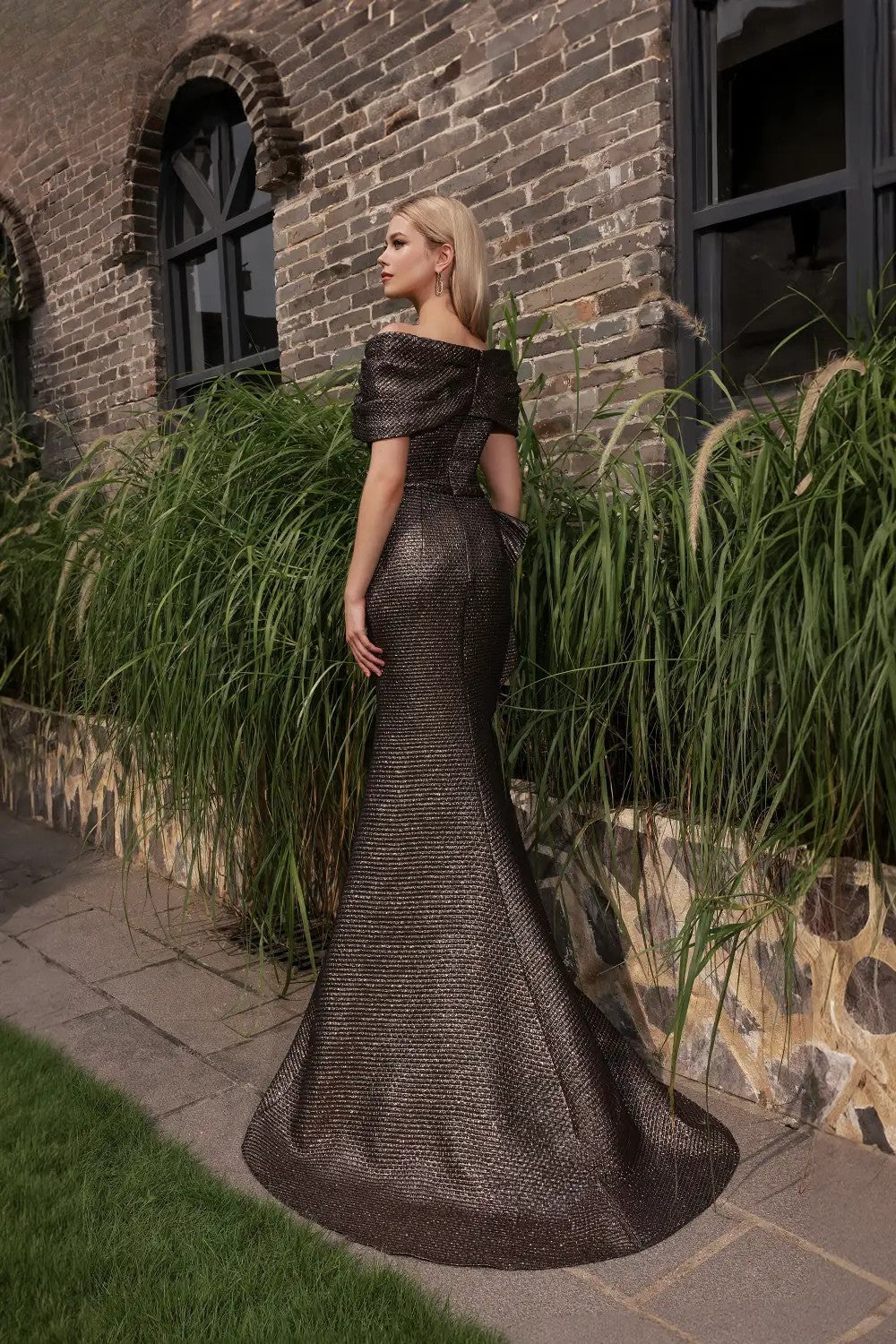 Formal Dresses Long Formal Metallic Evening Dress Amber