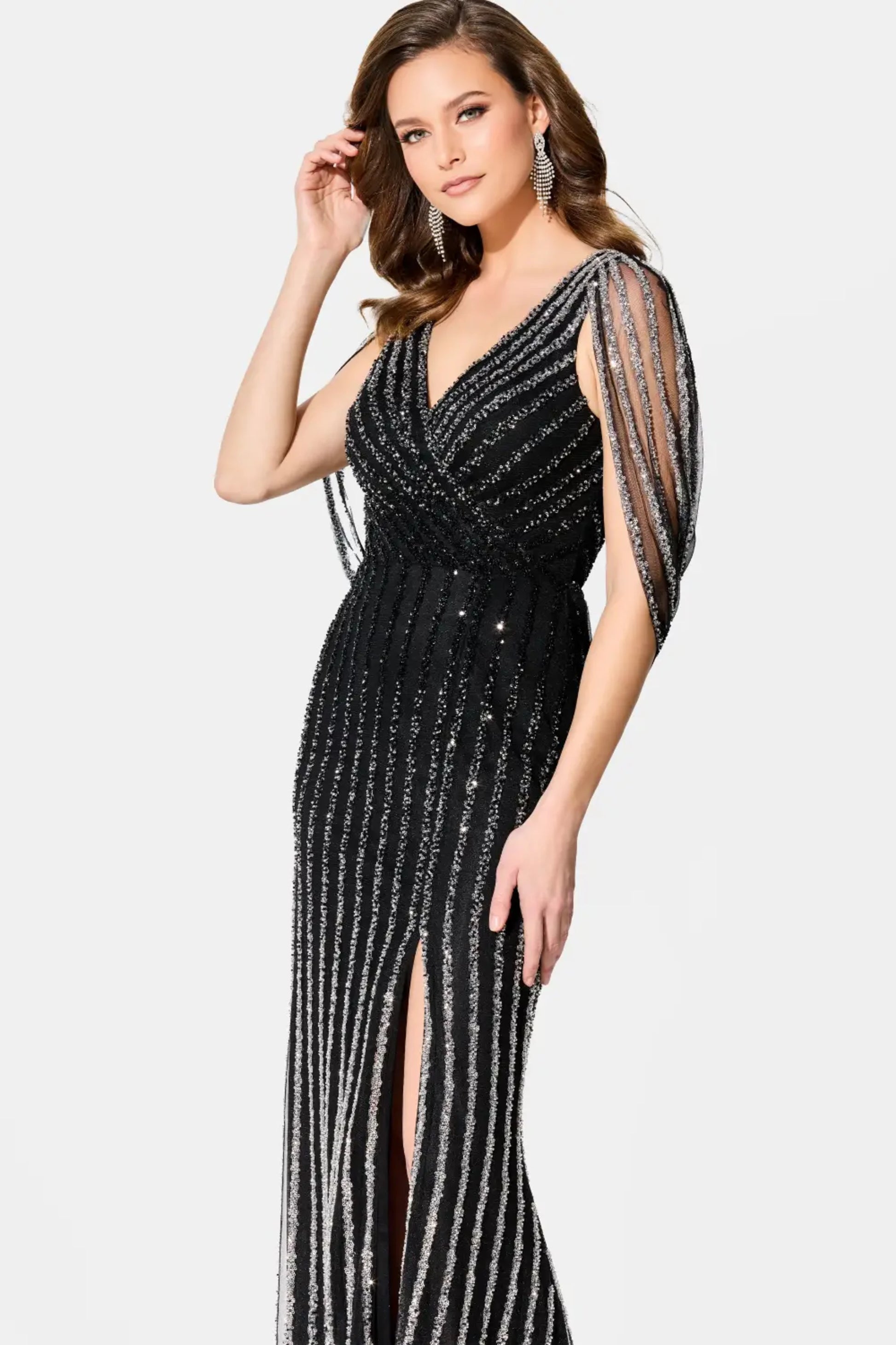 Ivonne D ID309 Long Beaded Sequin Formal Evening Gown
