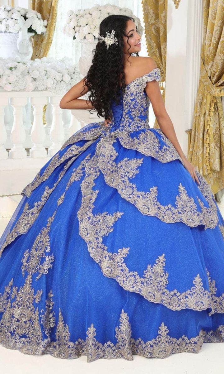 Off-the-Shoulder Floor-Length Tulle Quinceañera Ball Gown May Queen LK234