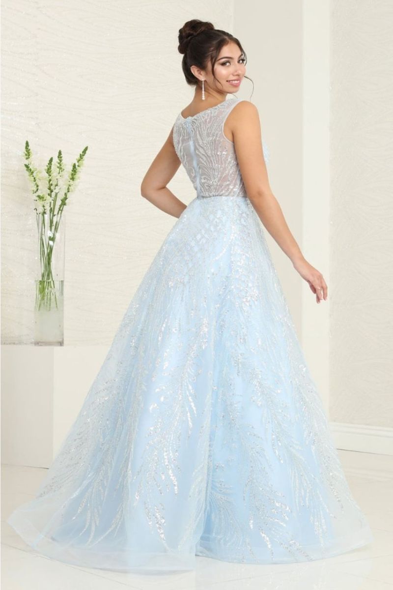 Illusion Floor-Length Tulle Prom A-Line May Queen RQ8081