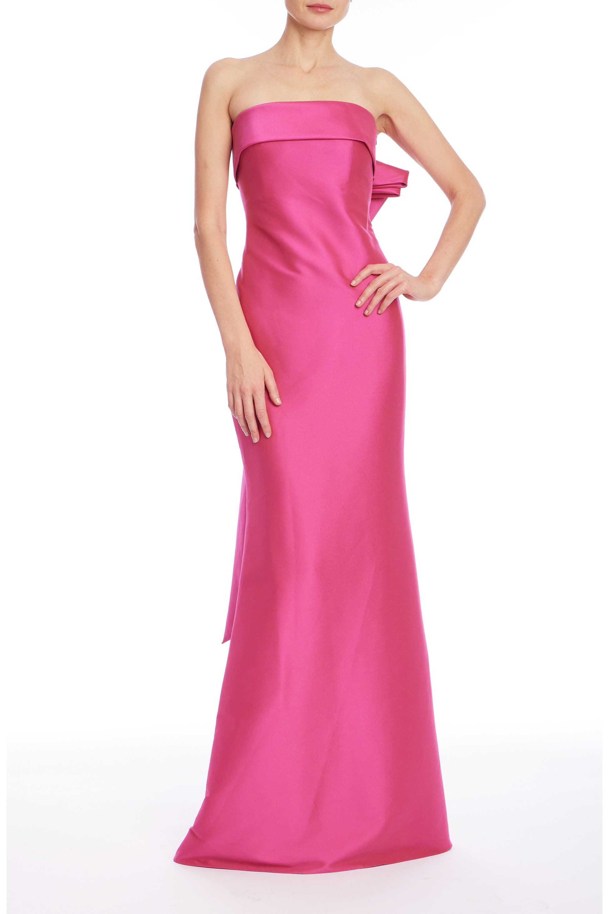 Strapless Straight Neck Floor-Length Satin Formal Sheath/Column Badgley Mischka EG4338A