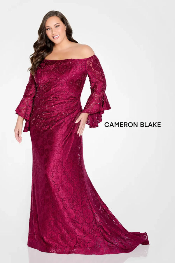 Cameron Blake CB103 Lace Formal Long Beaded Evening Gown