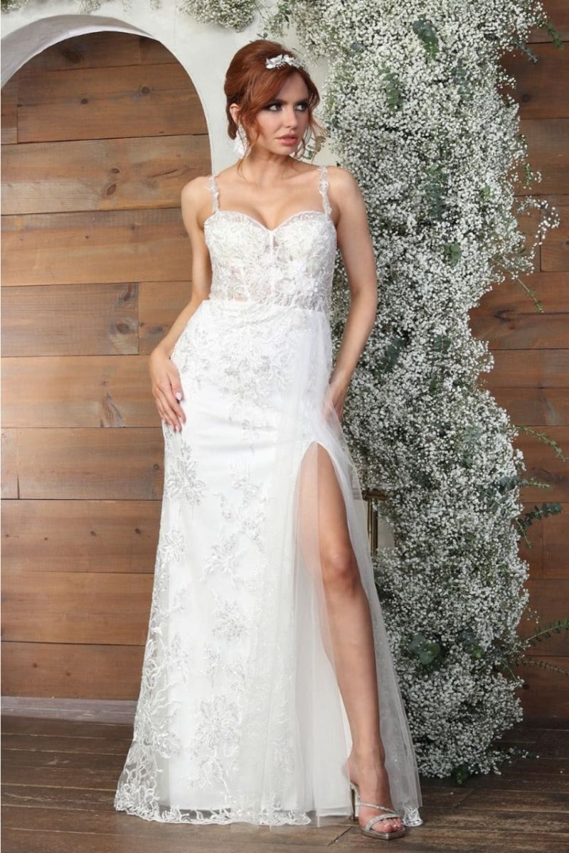 Sweetheart Floor-Length Lace Bridal Dress Sheath May Queen RQ8018