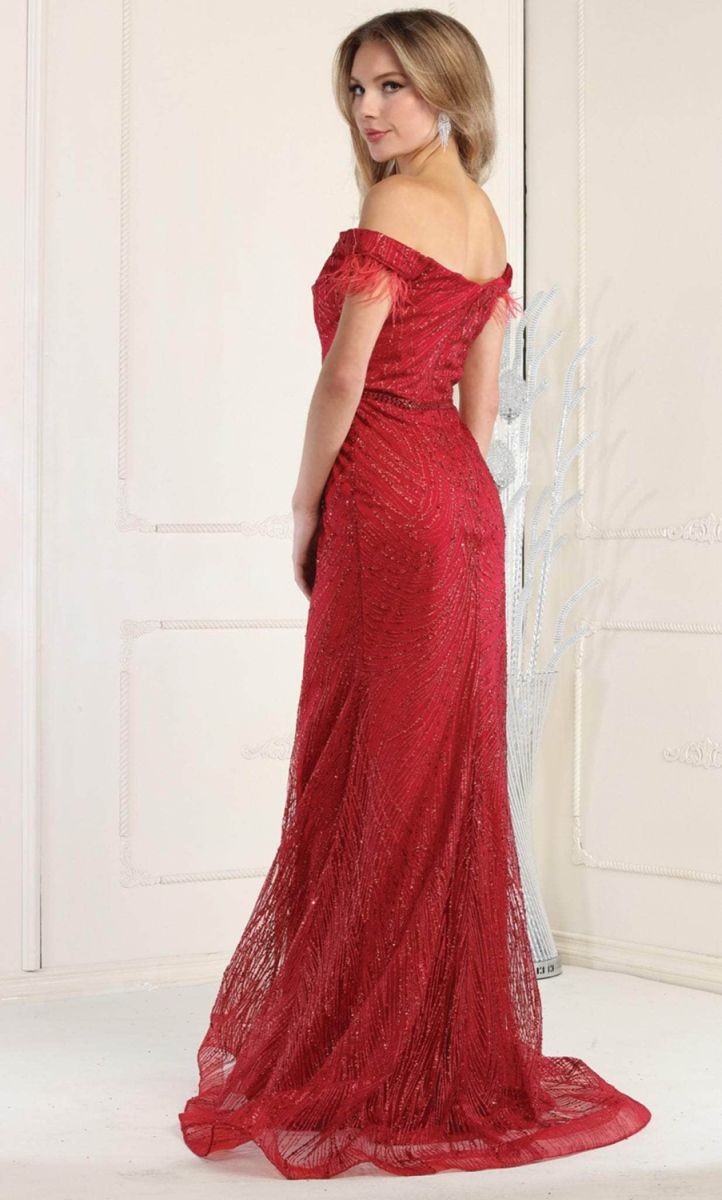 Off-the-Shoulder Floor-Length Sequin Prom Mermaid May Queen RQ7963