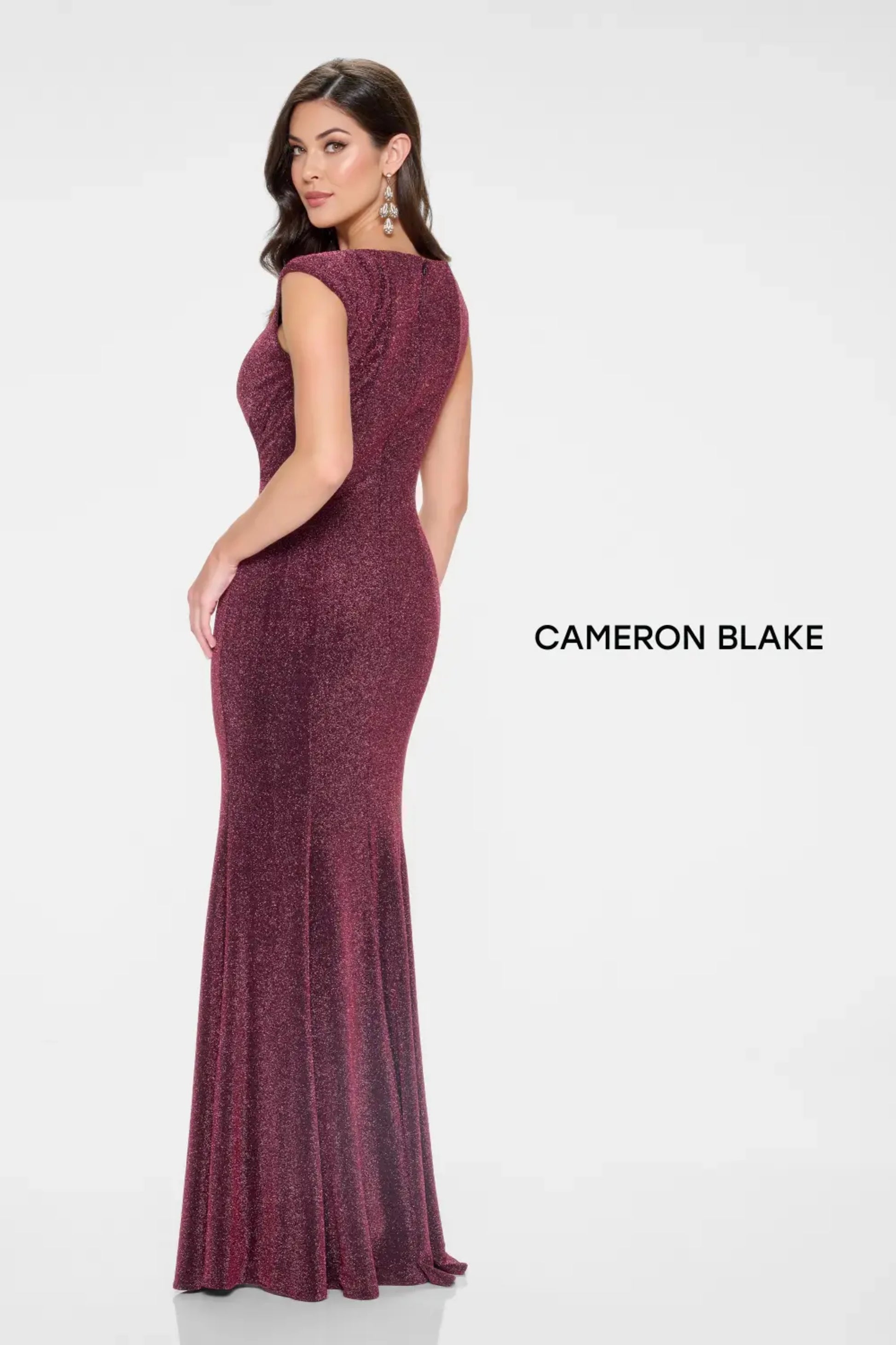 Cameron Blake CB201 Beaded Long Formal Slit Evening Gown