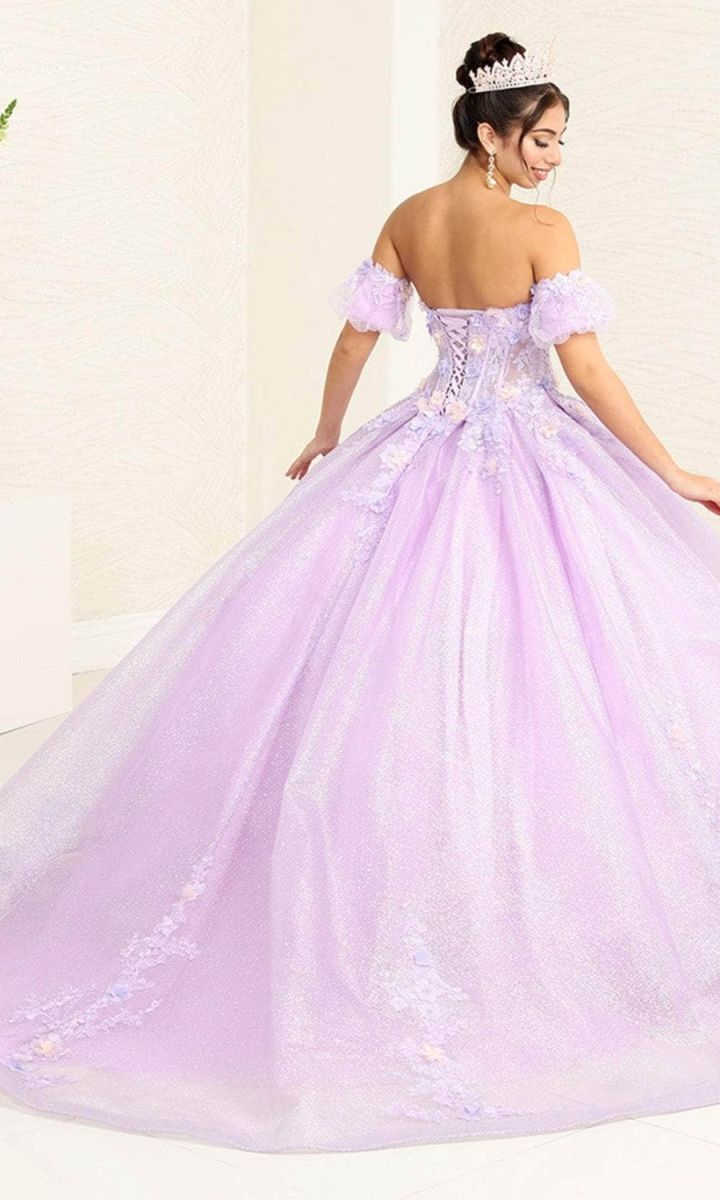 Off-the-Shoulder Floor-Length Tulle Quinceañera Ball Gown May Queen LK245