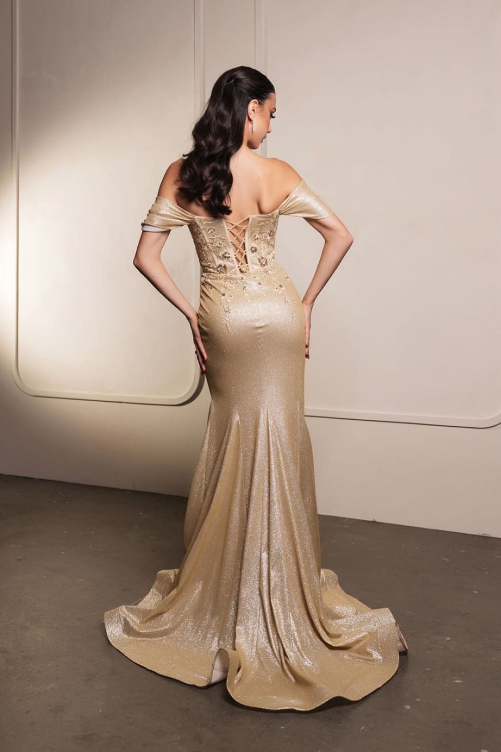 Off-the-Shoulder Floor-Length with Train Satin Prom Mermaid/Trumpet May Queen 2104