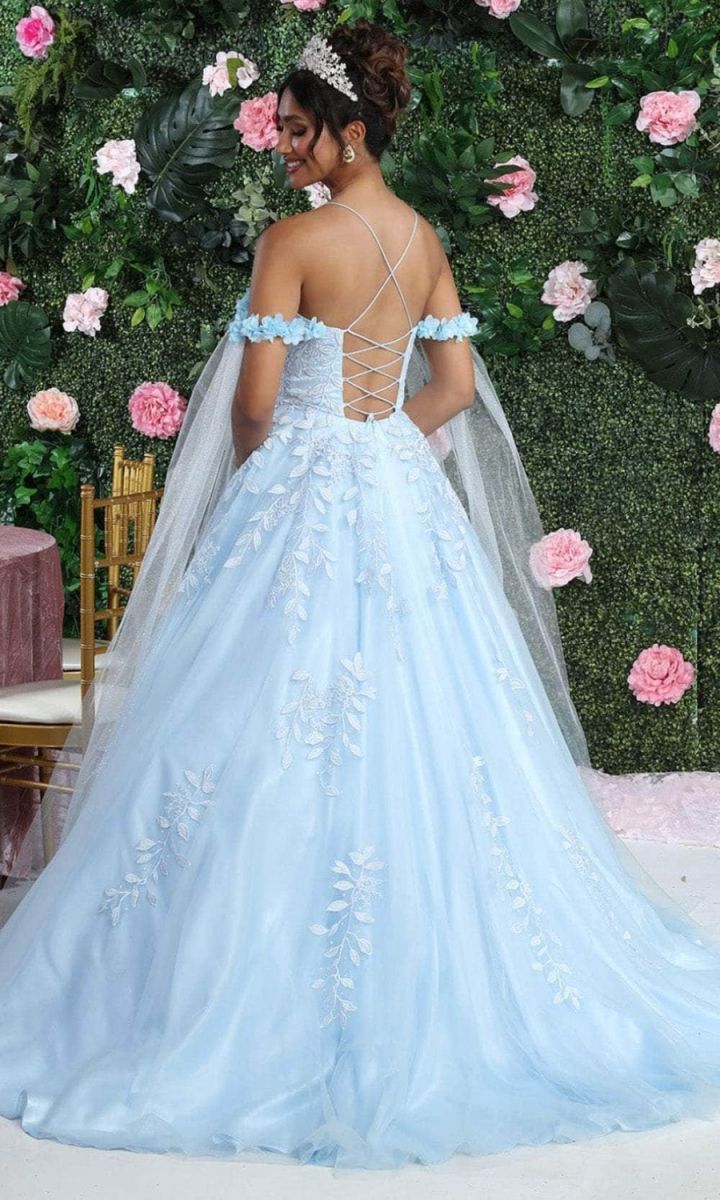 Off-the-Shoulder Floor-Length Tulle Prom Ball Gown May Queen LK191
