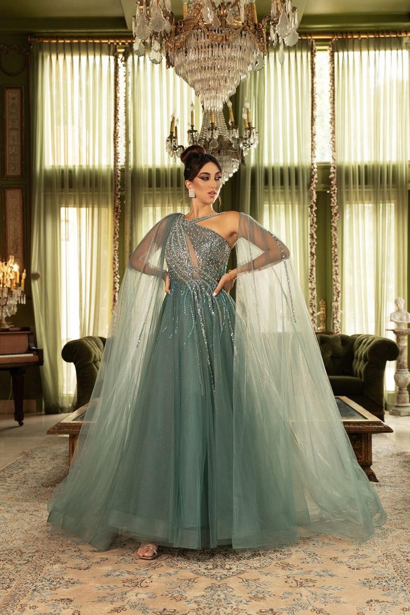 One-Shoulder Floor-Length Tulle Prom Ball Gown May Queen RQ8188