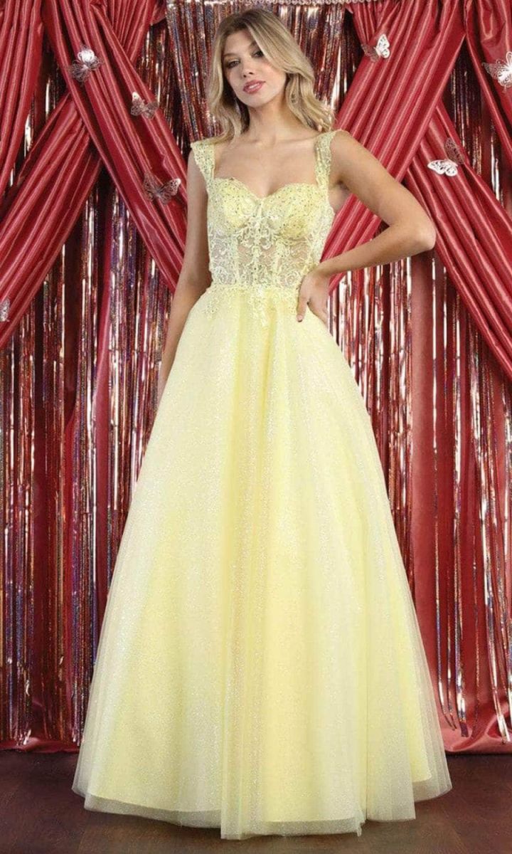 Off-the-Shoulder Floor-Length Tulle Prom Ball Gown May Queen LK194