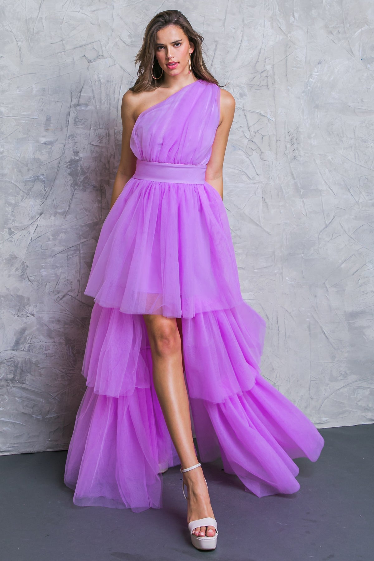 Prom Dresses High Low Formal Prom Ruffle Dress Flying Tomato ID20245 Orchid