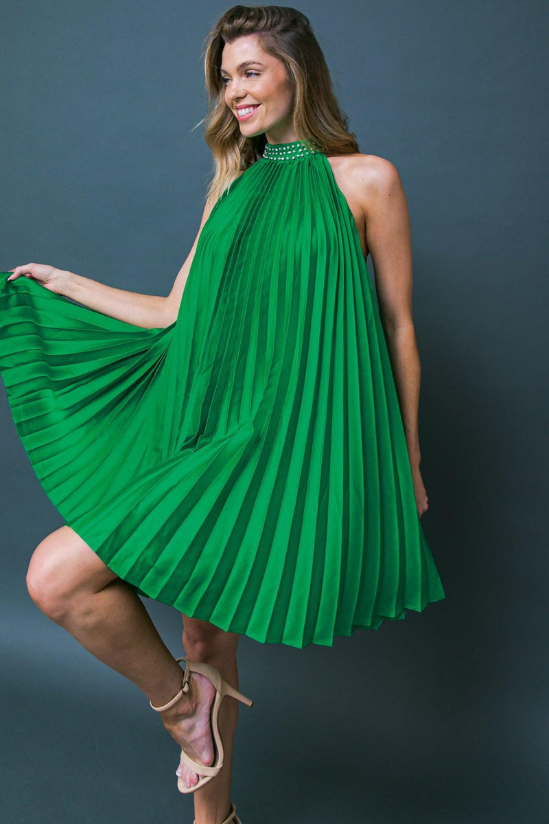 Halter Mini Satin Cocktail A-Line Dress Flying Tomato ID20358