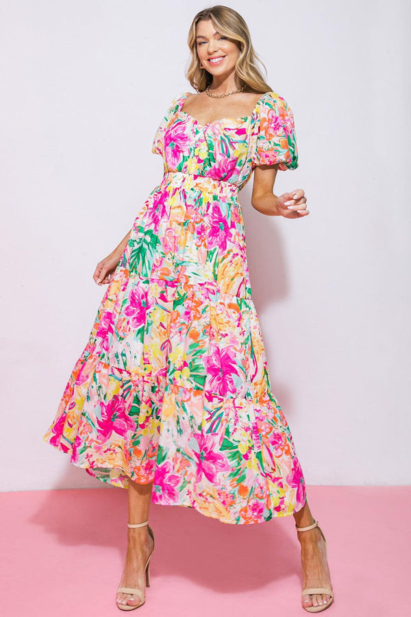 Sweetheart Midi Chiffon Garden Party A-Line Dress Flying Tomato ID20732