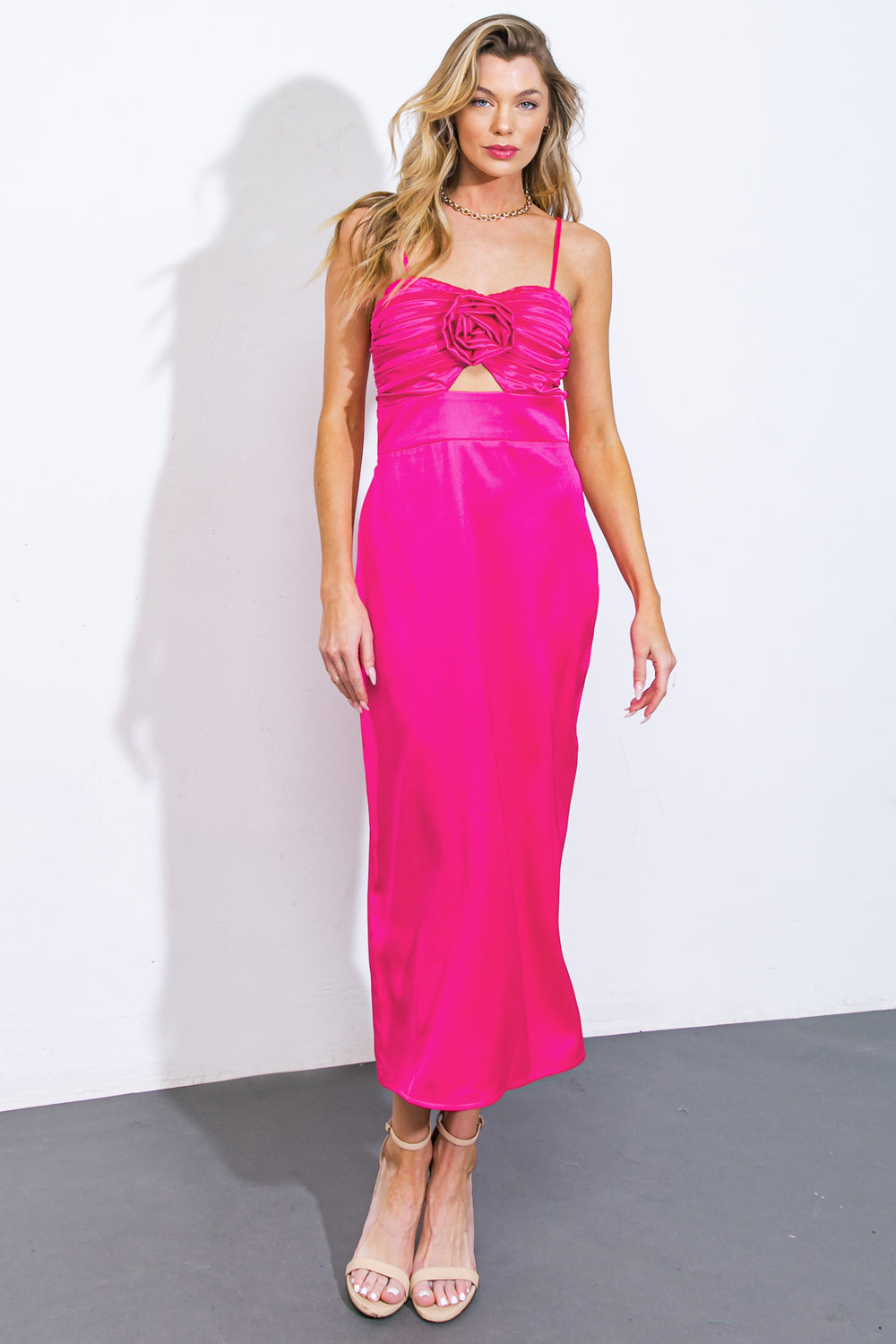 Cocktail Dresses Pleated Tea Length Cocktail Formal Dress Flying Tomato ID20807 Fuchsia
