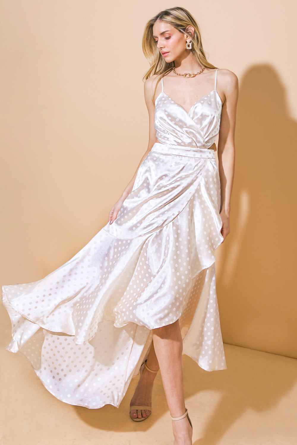 Cocktail Dresses High Low Cocktail Ruffle Dress Flying Tomato ID21178 Cream