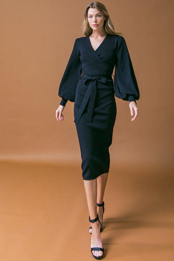 V-Neck Midi Jersey Cocktail Sheath Flying Tomato ISW5183