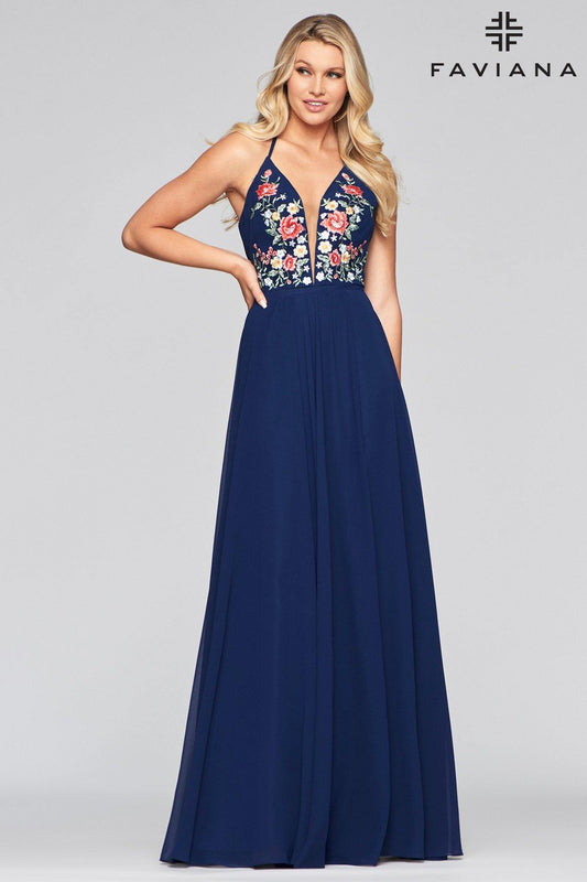 Faviana 10000 Long Formal Sexy Halter Prom Dress - The Dress Outlet Faviana