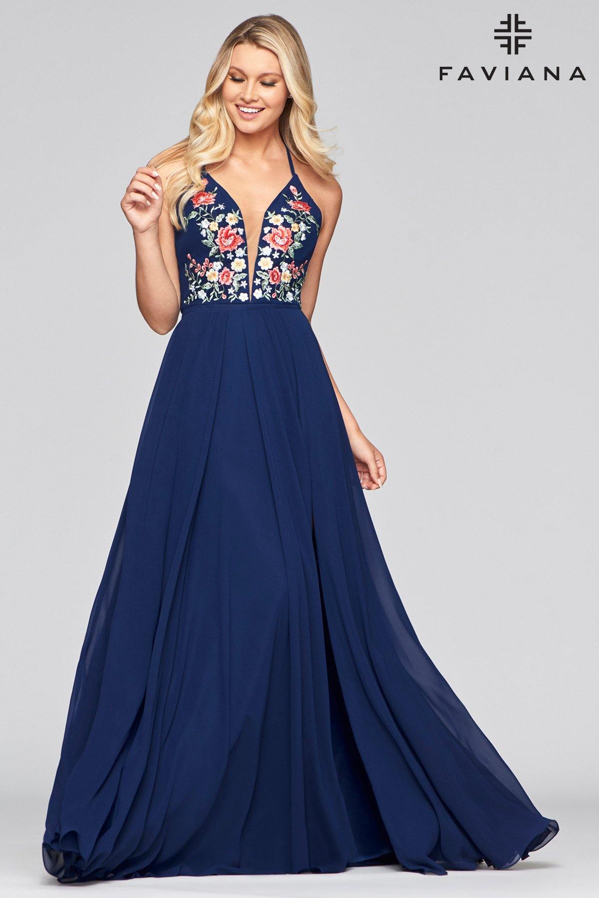 Faviana 10000 Long Formal Sexy Halter Prom Dress - The Dress Outlet Faviana