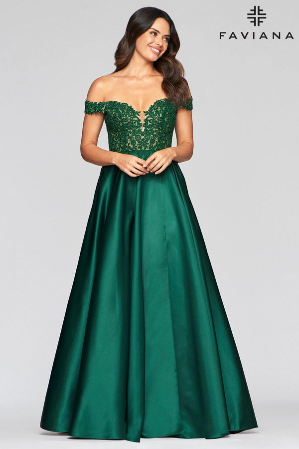 Faviana 10422 Long Formal Off Shoulder Prom Dress
