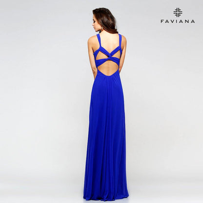 Faviana 7672 Empire Waist Long Formal Dress - The Dress Outlet Faviana