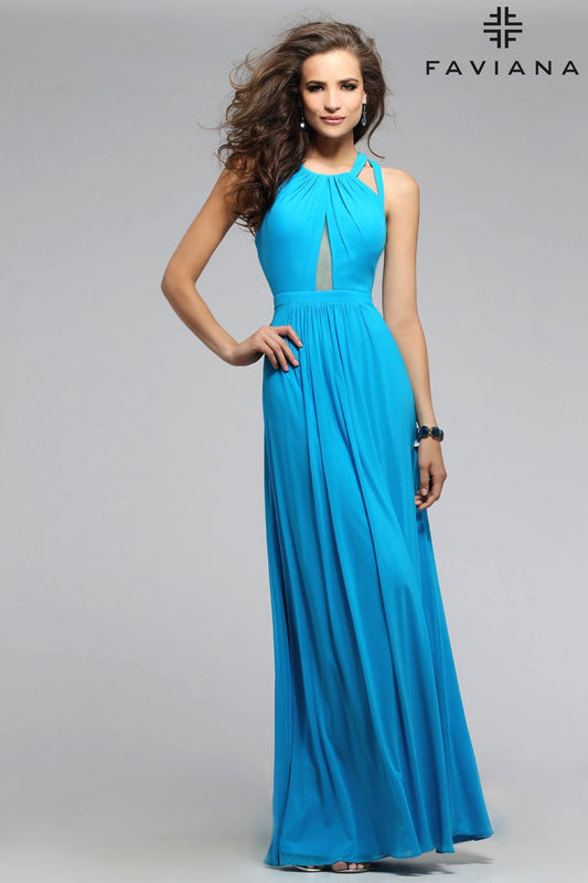 Faviana 7741 Mesh Illusion Evening Long Gown - The Dress Outlet Faviana